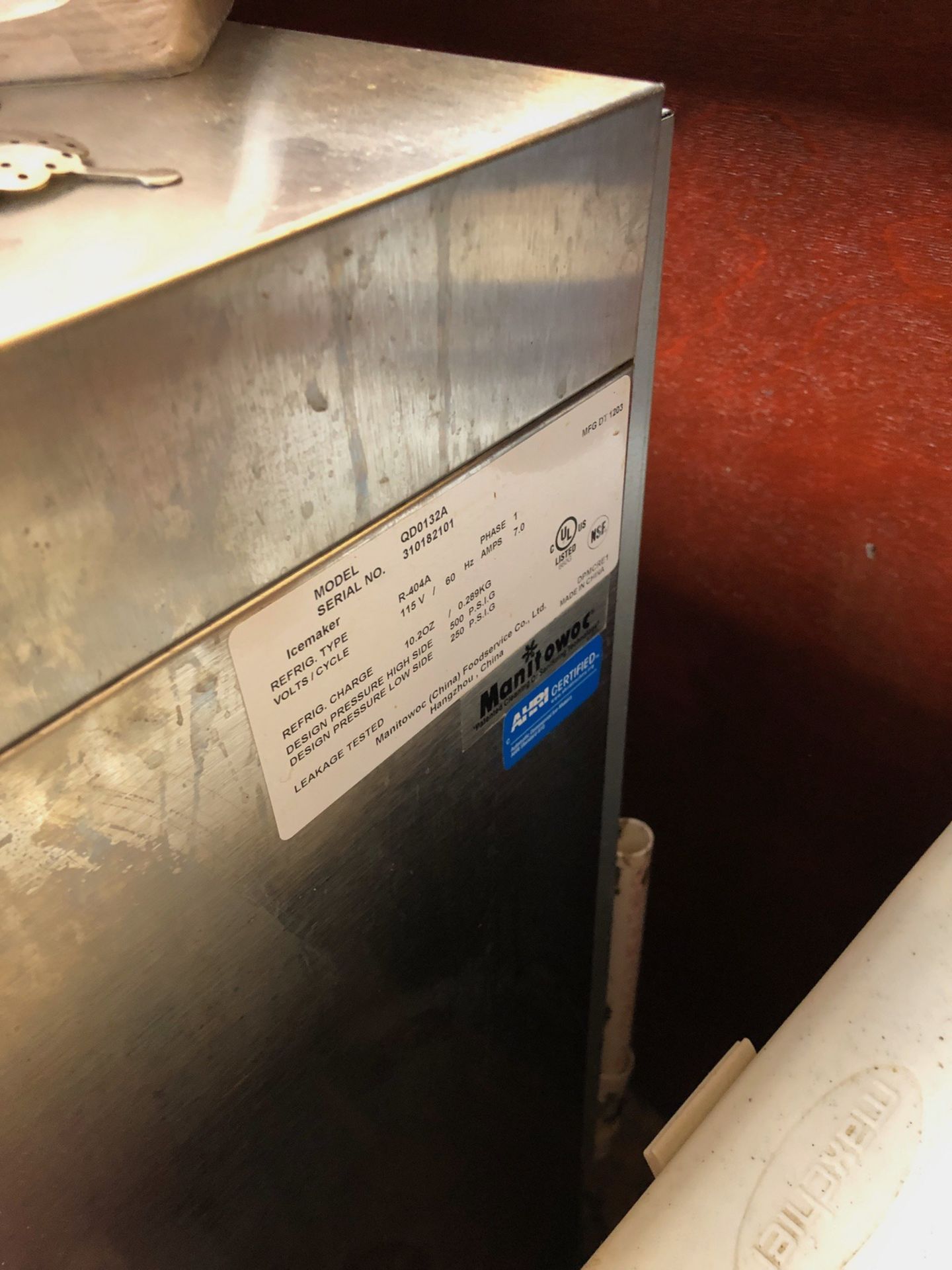 Manitowac Model QD0132A Ice Maker, R-404A, S/N: 310182101 | Rig Fee: $100 - Image 3 of 3