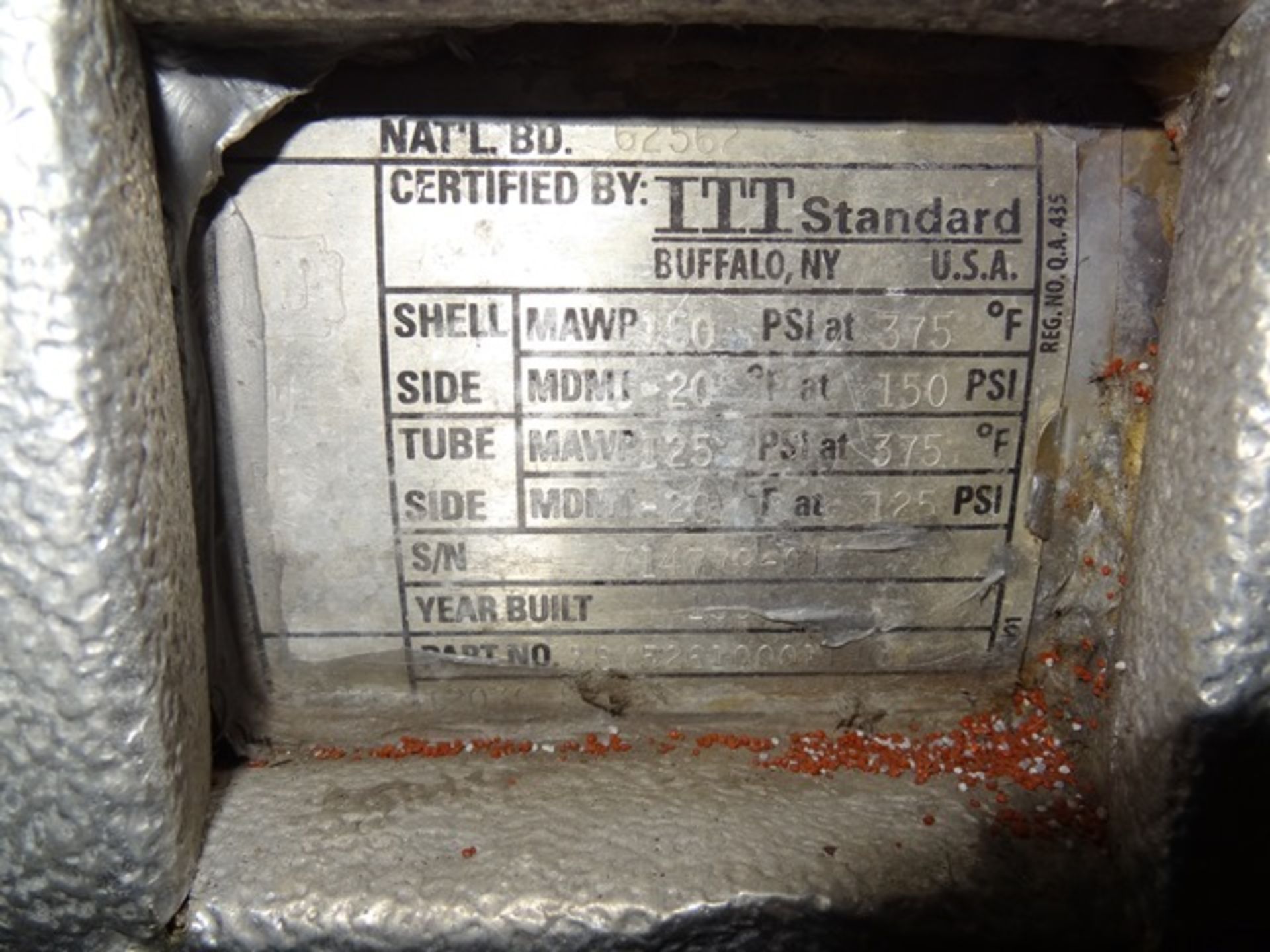 ITT Model %SY526100011400 Tube and Shell Heat Exchanger, S/N: 714779-01 | Load Fee: $50 - Image 2 of 2