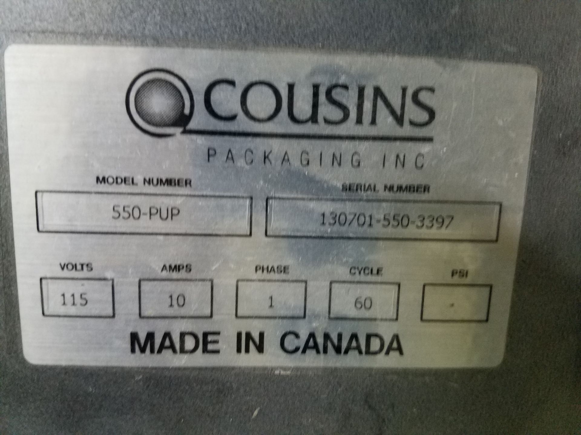 Cousins Shrinker Wrapper, M# 550-PUP, S/N 130701-550-3397 | Rig Fee: $250 - Image 2 of 2