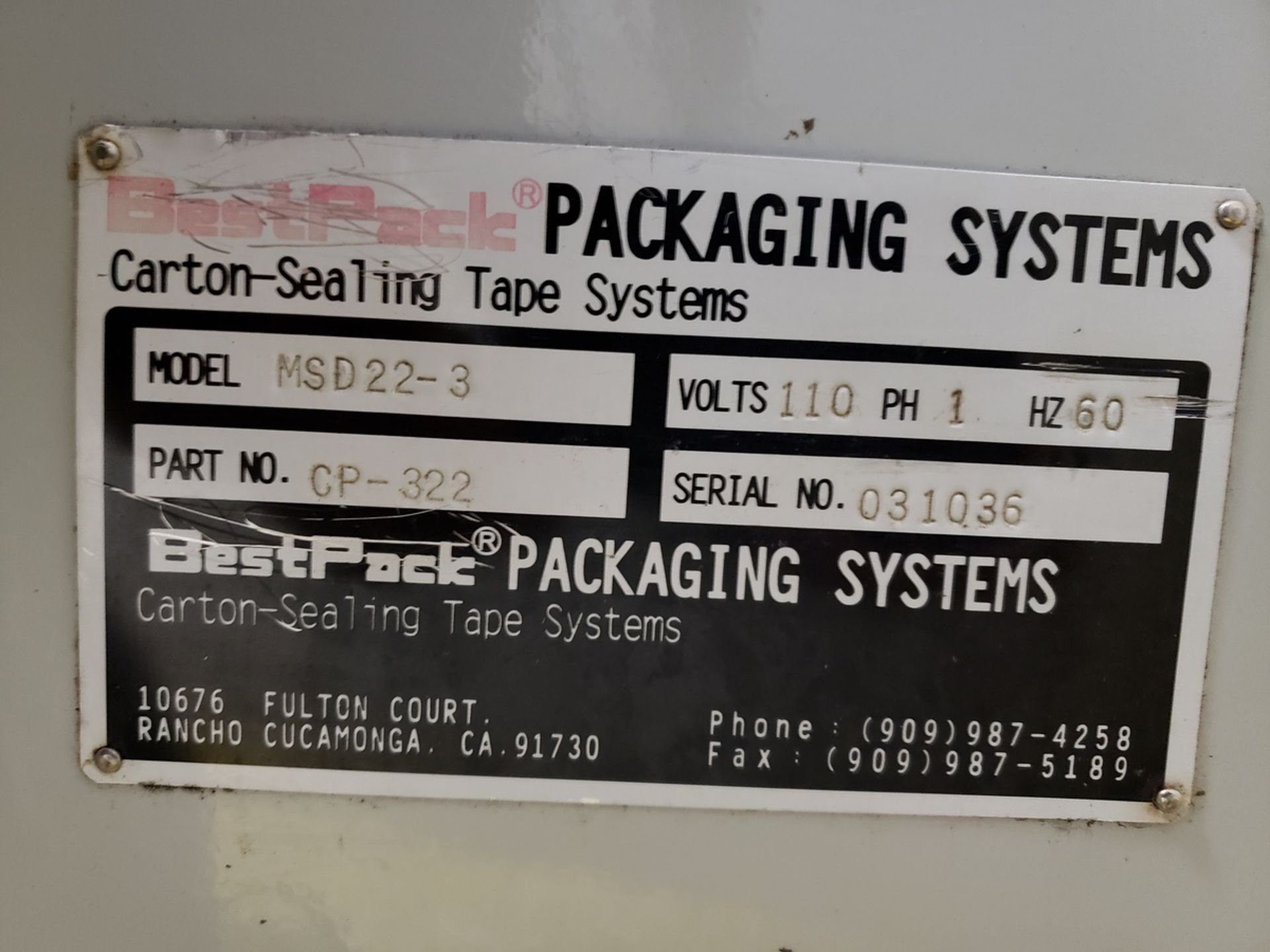 BestPack Case Sealer, M# MSD22-3, S/N 031036 | Rig Fee: $125 - Image 2 of 2