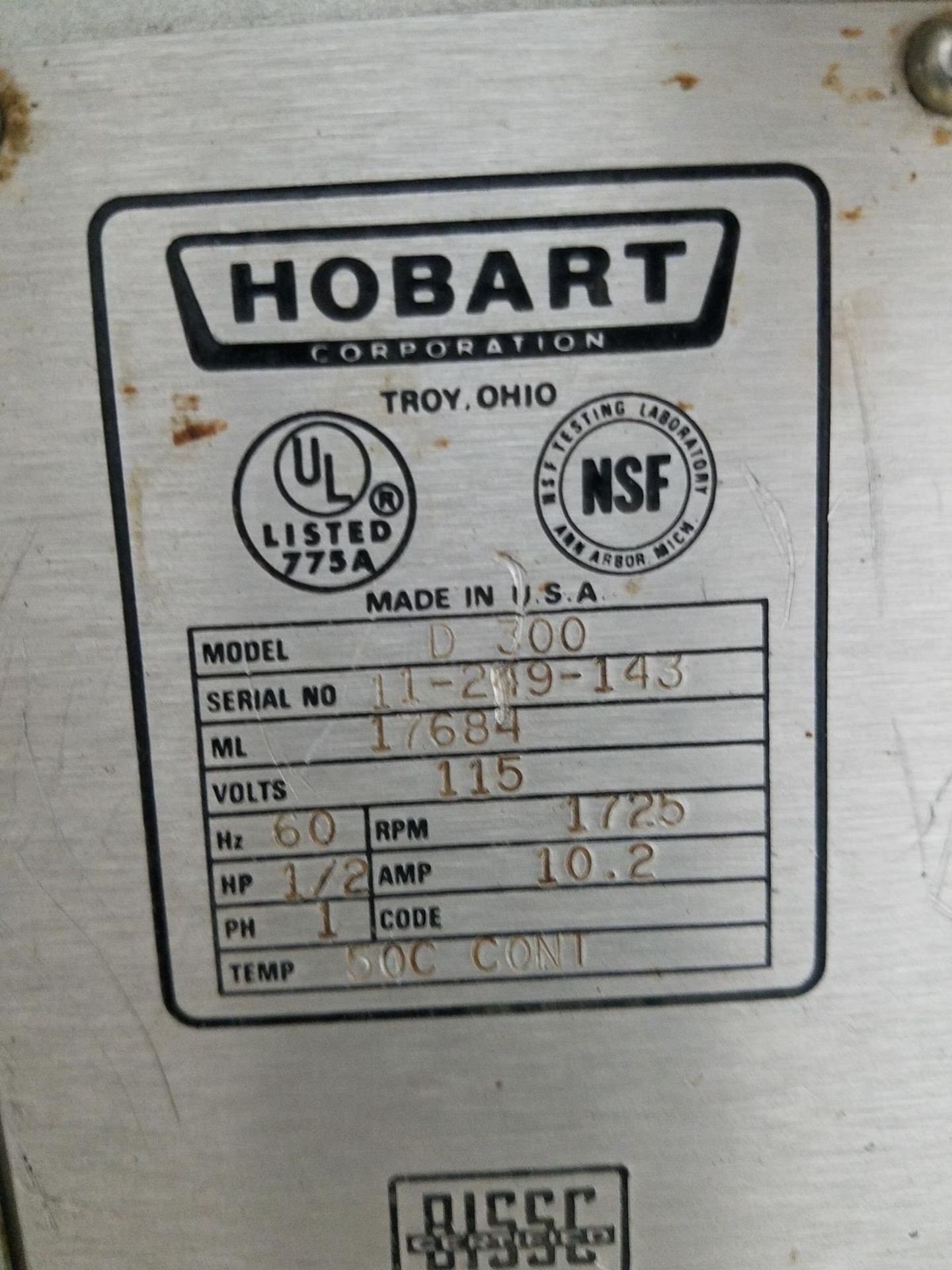 Hobart 30 Quart Bowl Mixer, M# D-300, S/N 11-249-143, W/ 30 Quart Bowl, Mixing Padd | Rig Fee: $50 - Image 2 of 4