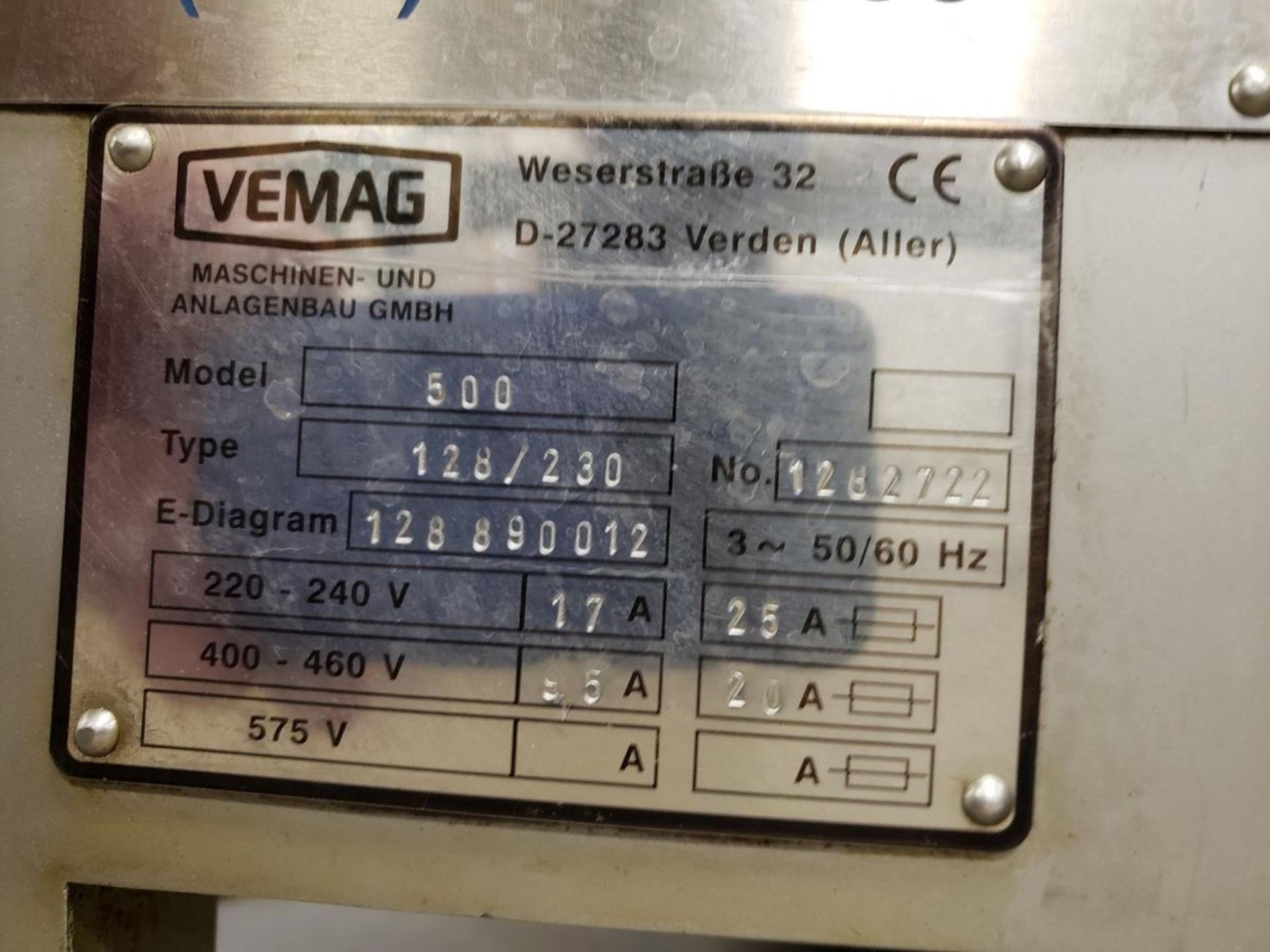 Reiser Vemag 500 Vacuum Portioner / Stuffer, M# 500, Type 128/230, S/ |Subj to Bulk | Rig Fee: $650 - Image 2 of 6
