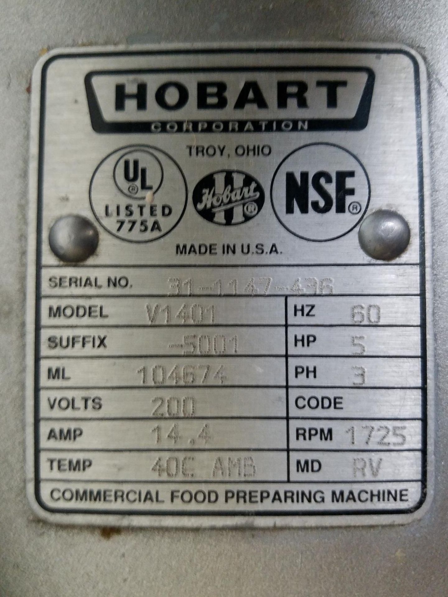 Hobart 140 Quart Bowl Mixer, M# V-1401, S/N 31-1147-436, W/ 80 Quart Bowl, Bowl Dol | Rig Fee: $200 - Image 2 of 5