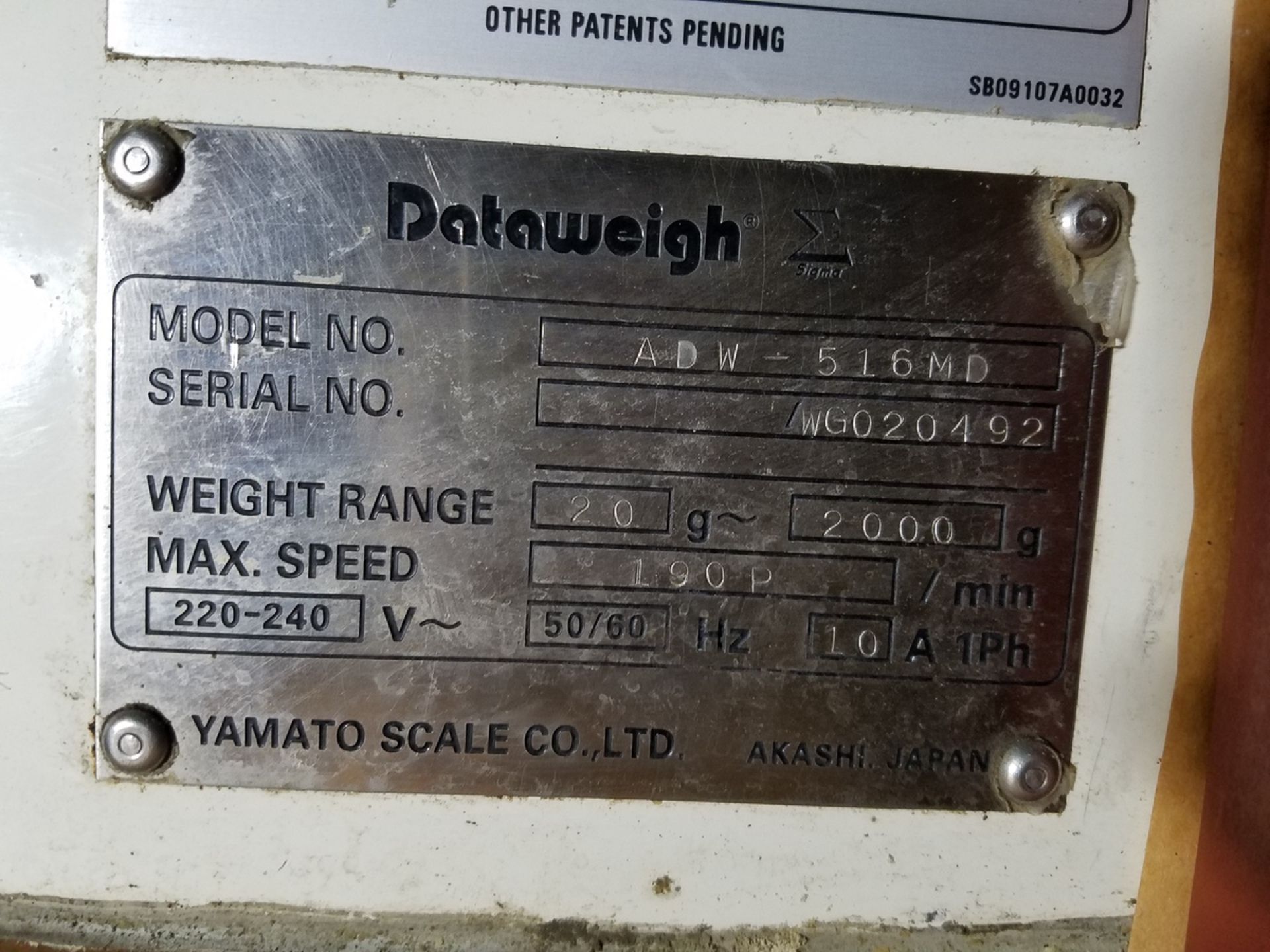 Yamato Dataweigh Bucket Scale, (16) Stations, M# ADW-516MD, S/N WG020492, 20-2000 Gram, 190/Min - Image 2 of 7