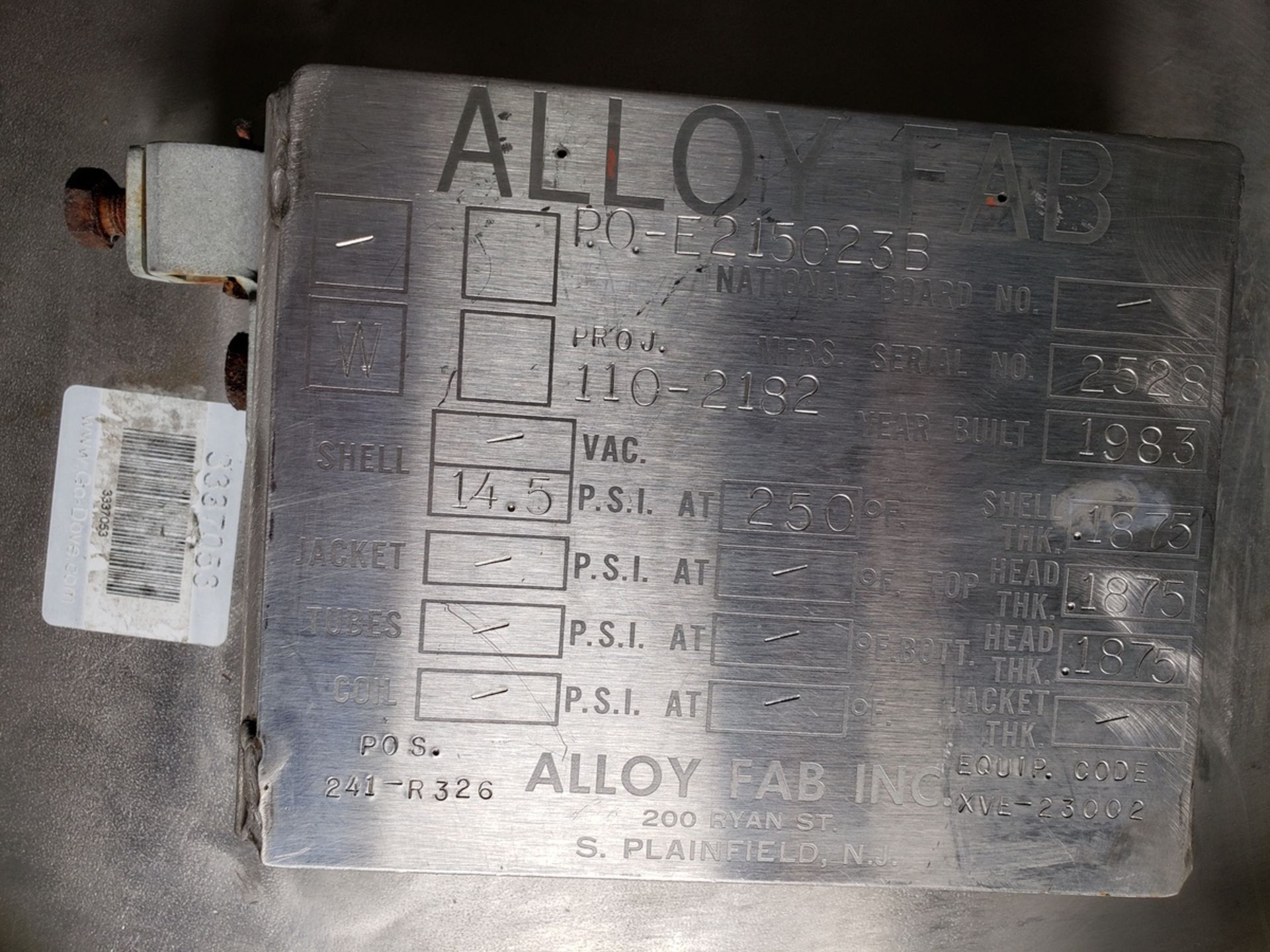 Alloy Fab Jacketed, Agitated Pressure Vessel, S/N 2528, W/ Lightnin Agitator - Image 2 of 2