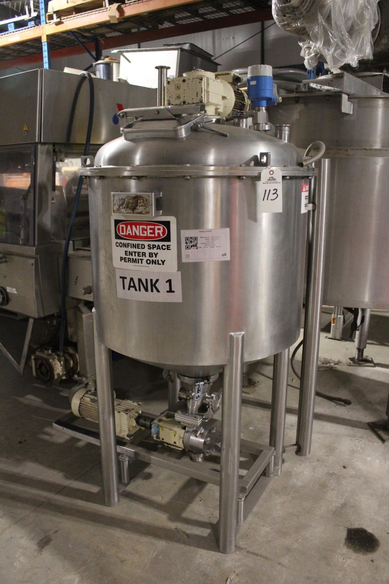 Tanis Food Tec 200 Gallon, Jacketed, Scrape Surface Holding Tank, W/ Waukesha Cherry Burrell Positiv