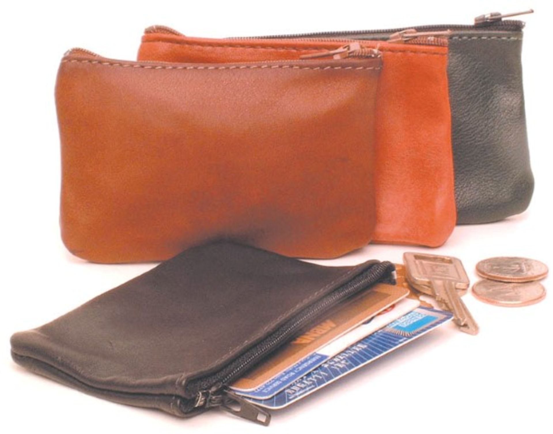 (60) Leather zippered coin pouch. Top grain cowhide. You can also use it for cards,keeping spare car