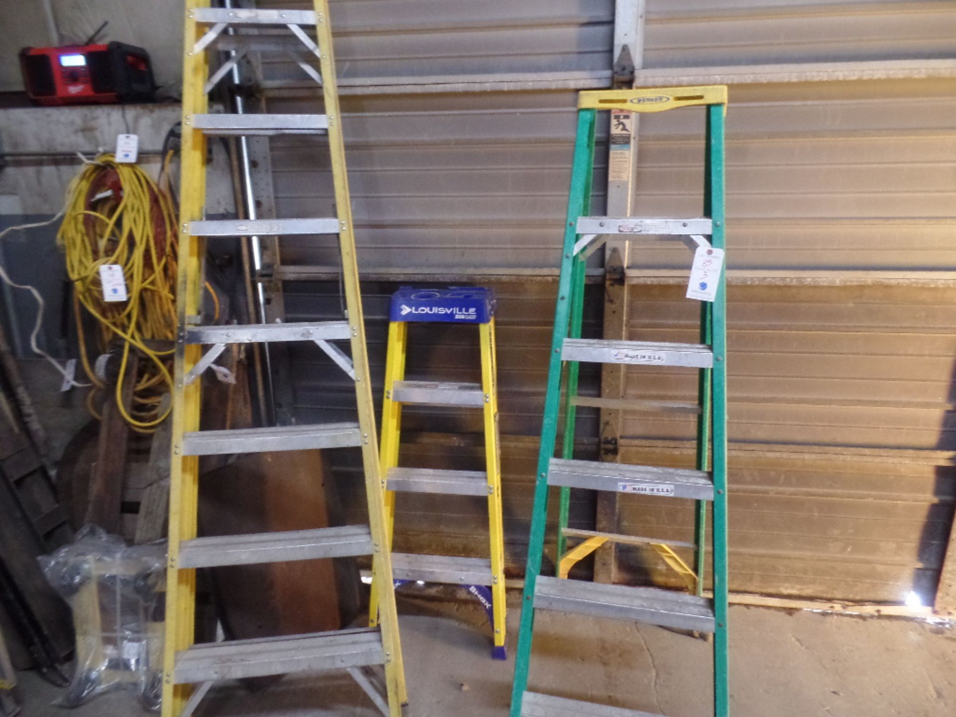 (3) 4', 6', 8' Fiber Glass Step Ladders