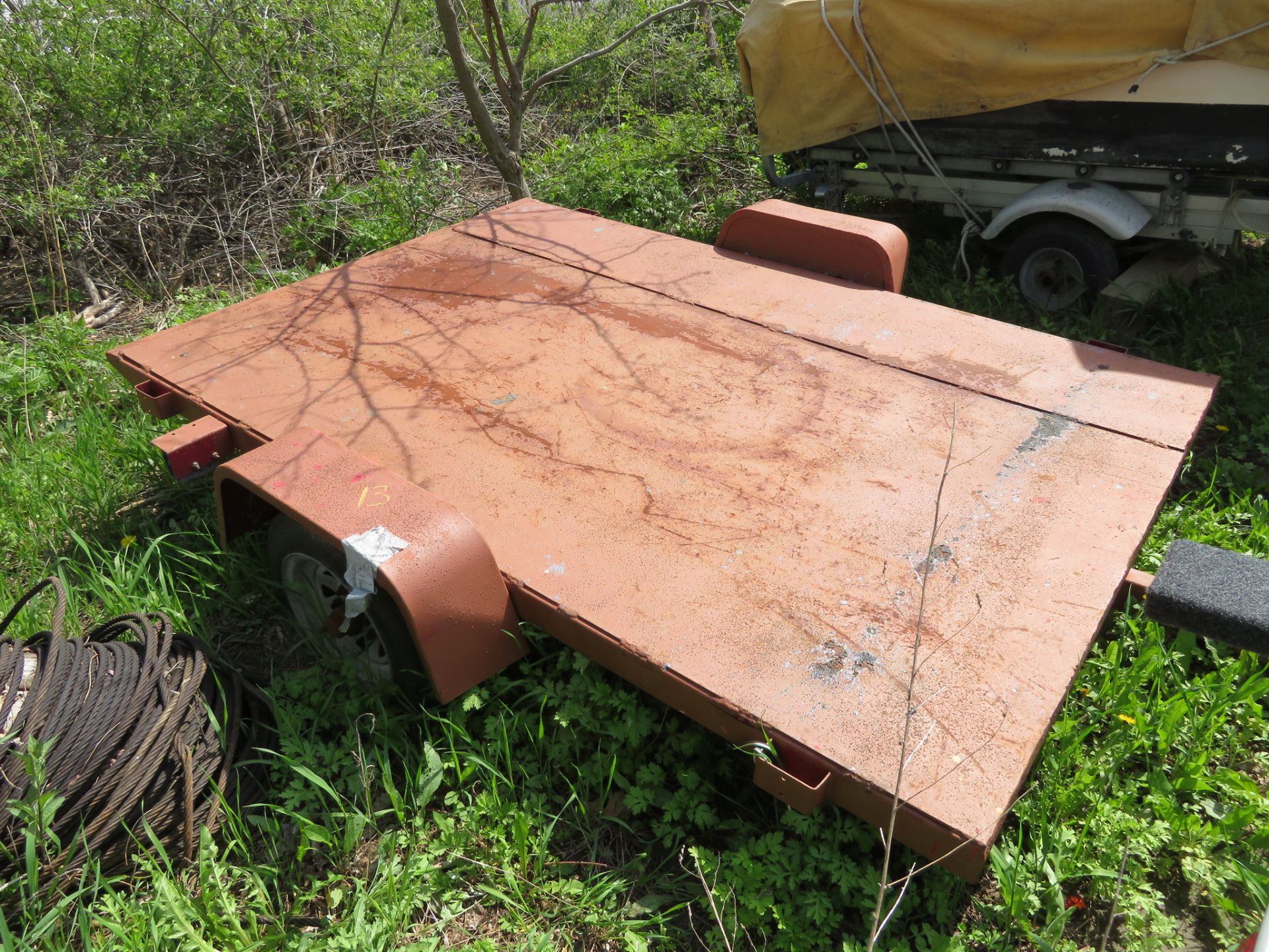 12'x8' Single Axle Steel Deck Trailer w/ Ball Hitch & Stake Pockets - Image 2 of 4