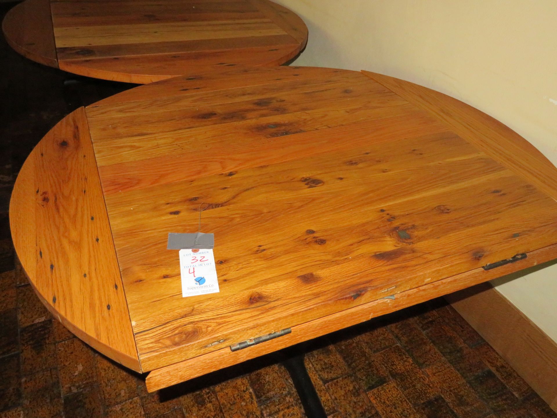(4) Approx. 48" Drop Leaf to 36" X 36" Wood Top Tables