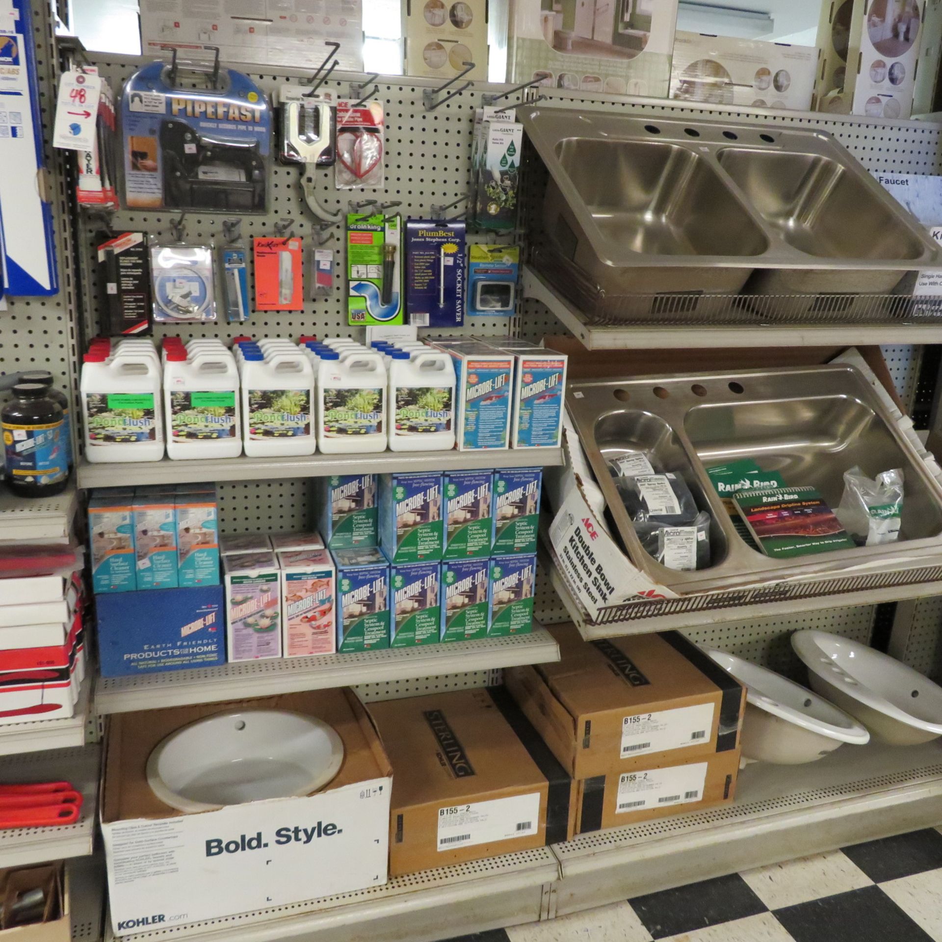 {LOT} Pond Supplies, Sinks, Sprinkler Supplies, Asst. Bathroom & Plumbing Accessories, Grab Rails,