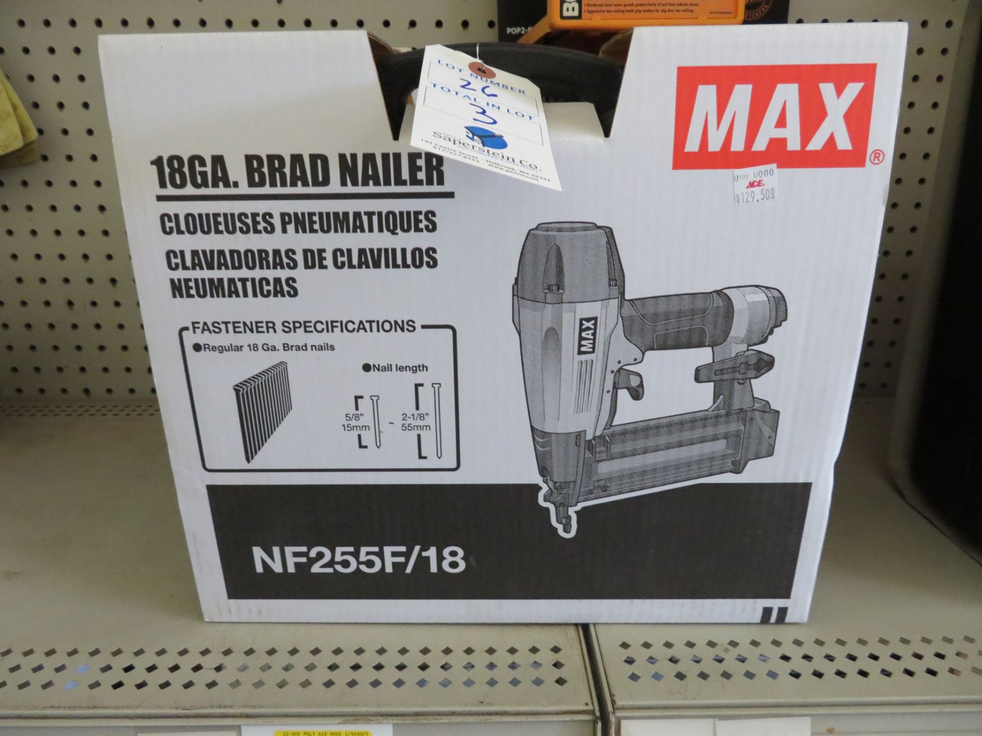 (3) Griprite #GR150 Pneumatic Nailer, (2) Max #NF255F/18 Pneumatic Nailers (All NIB) (All Approx $