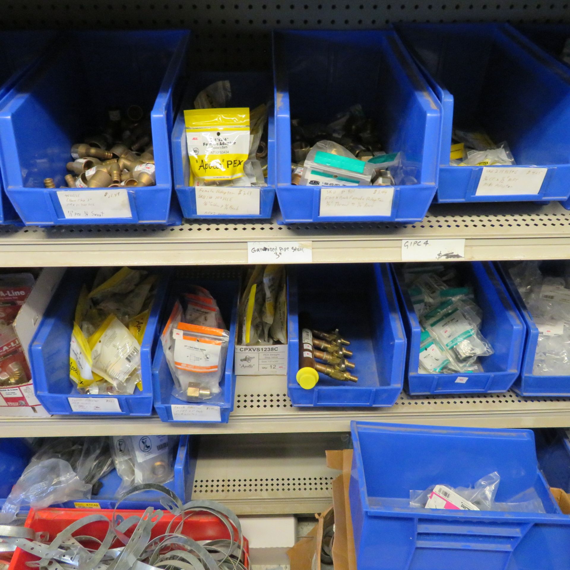 {LOT} Asst. Copper & Brass Fittings on Both Sides of Aisle w/Bins (SEE PICS FOR MORE DETAILS) - Image 3 of 8