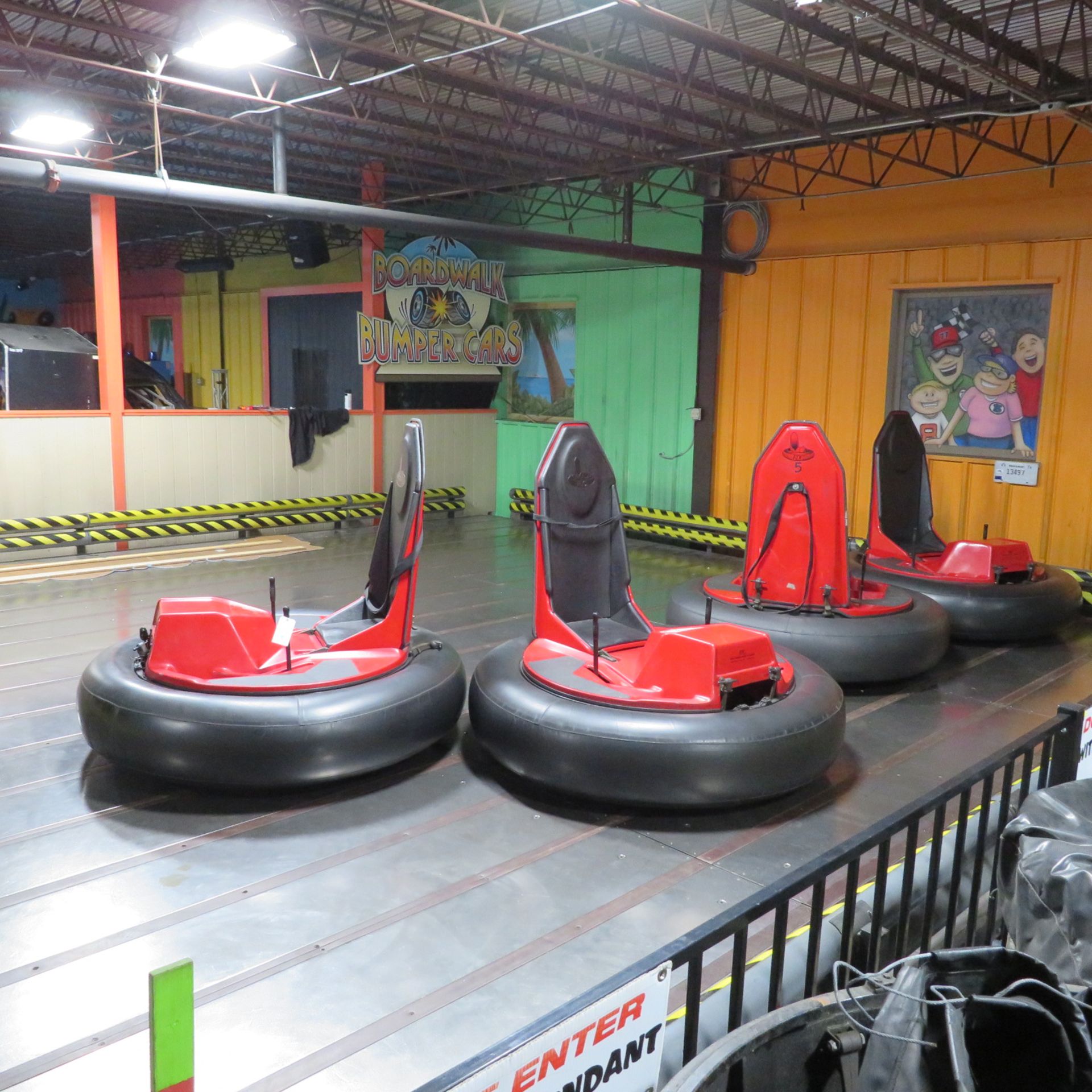 Board Walk Bumper Cars 24' x 24' Ride Platform w/ Pieces T0 Expand & 4 RDC Bumper Cars w/ Extra