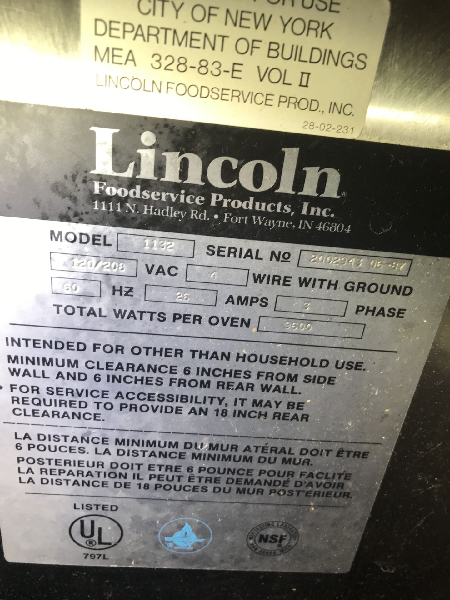 Lincoln Impinger #1132 3 Stack Conveyor Oven w/ WearEver Digital Controls (See Pic of Plate for more - Image 8 of 8