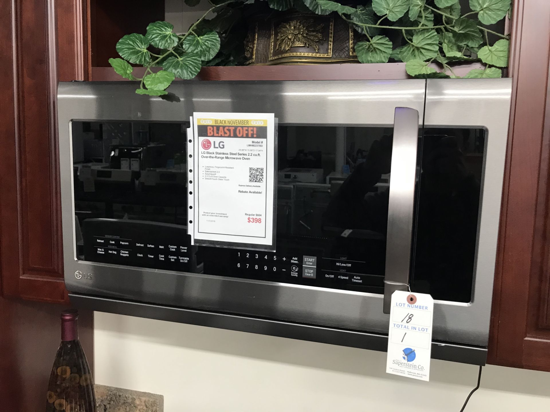 LG #LMHM2237BD 2.2 Cu Foot SS Over the Range Microwave 29.88"W x 15.88"D x 17.94"H (Retail Price: $