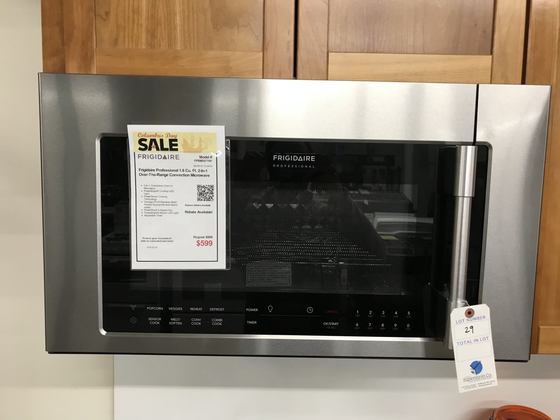 FrigdAire #FPBM3077RF Professional 1.8 Cu Foot Over The Range 2-In-1 Convection Microwave 29.88"W