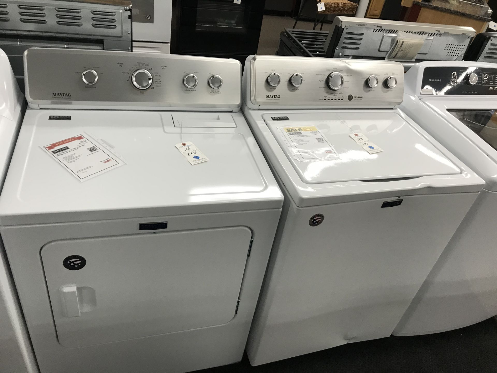 Maytag 2 Piece Top Load Washer (2 Small Dents in Washer) & Electric Dryer (Retail Price: $1,398)