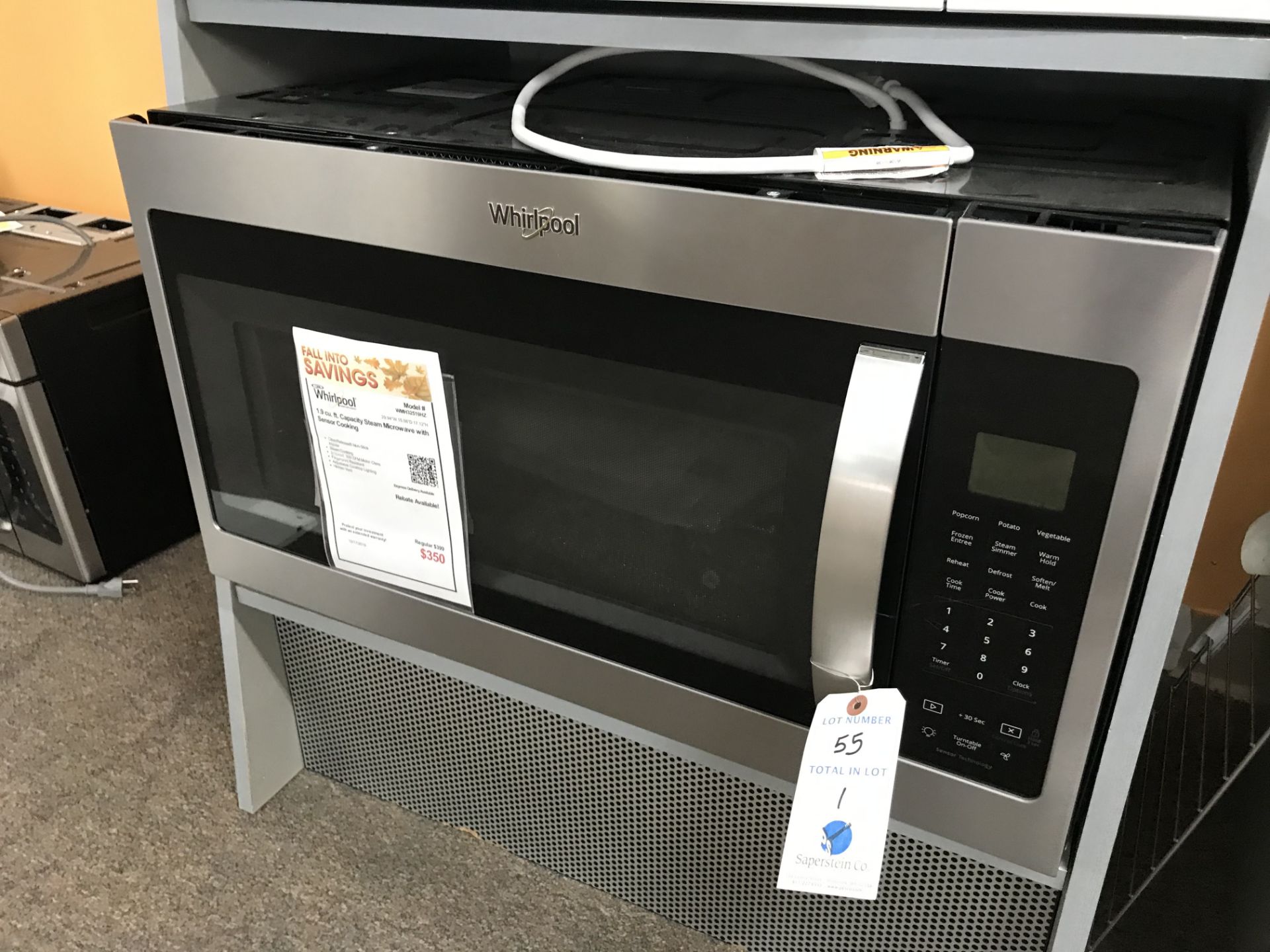 Whirlpool 1.9 Cu Foot Steam Microwave #WMH32519HZ (Retail Price: $399 See Tag)