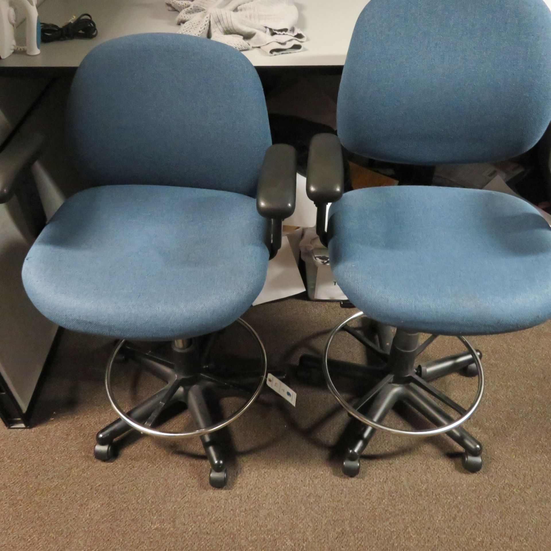 (2) Adjustable Upholstered Seat & Back Stools