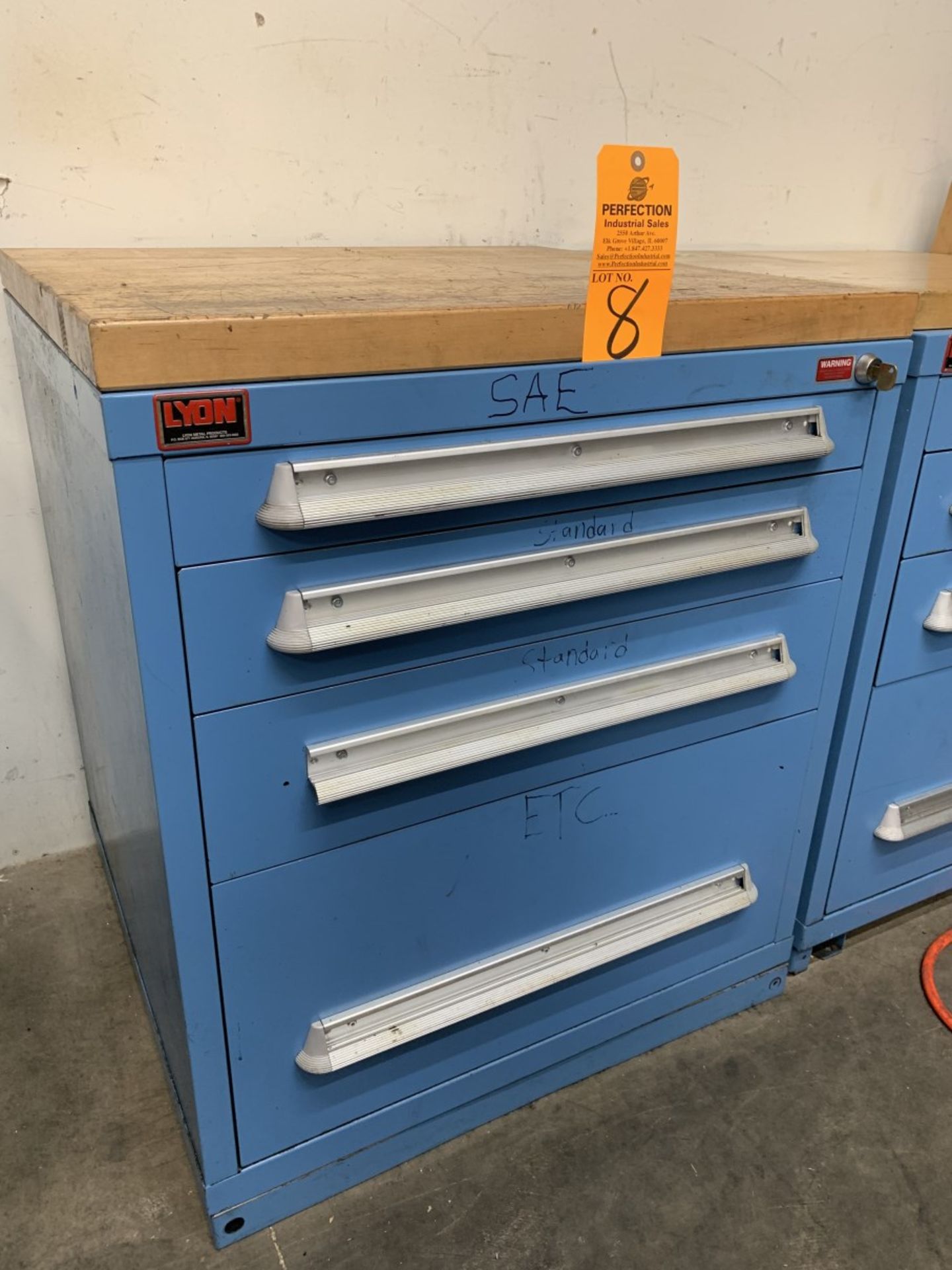 Lyon 4-Drawer 33" Ball Bearing Tool Cabinet w/ Wood Top (Located at: R & D Components)