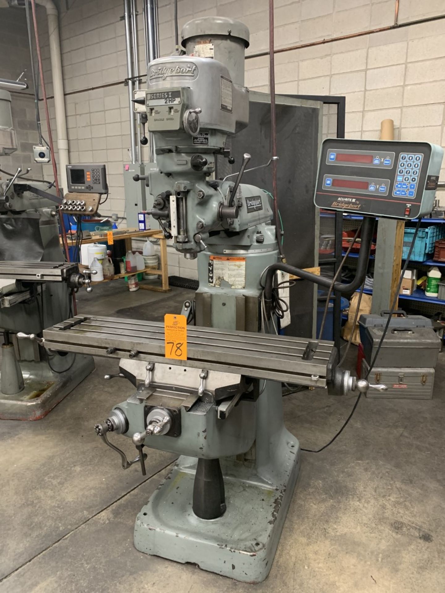 BRIDGEPORT SERIES I Vertical Mill, s/n 243648, 9” x 42” Table, Acu-Rite III DRO, 2 HP (Located at: R