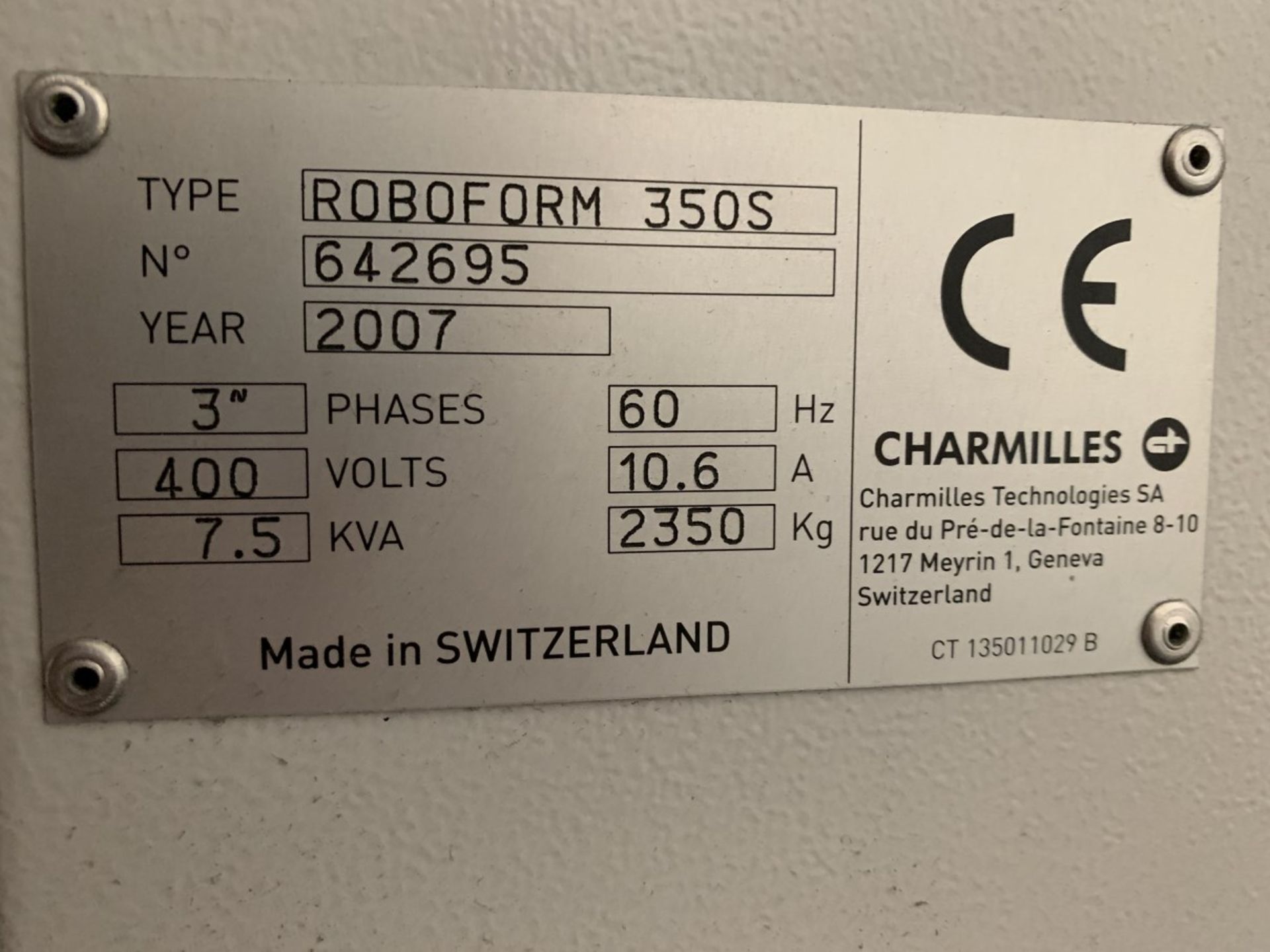 2007 CHARMILLES ROBOFORM 350S EDM, s/n 642695, 13.78” X, 9.84” Y, 11.81”Z, 31.50” x 21.65” x 14. - Image 7 of 7