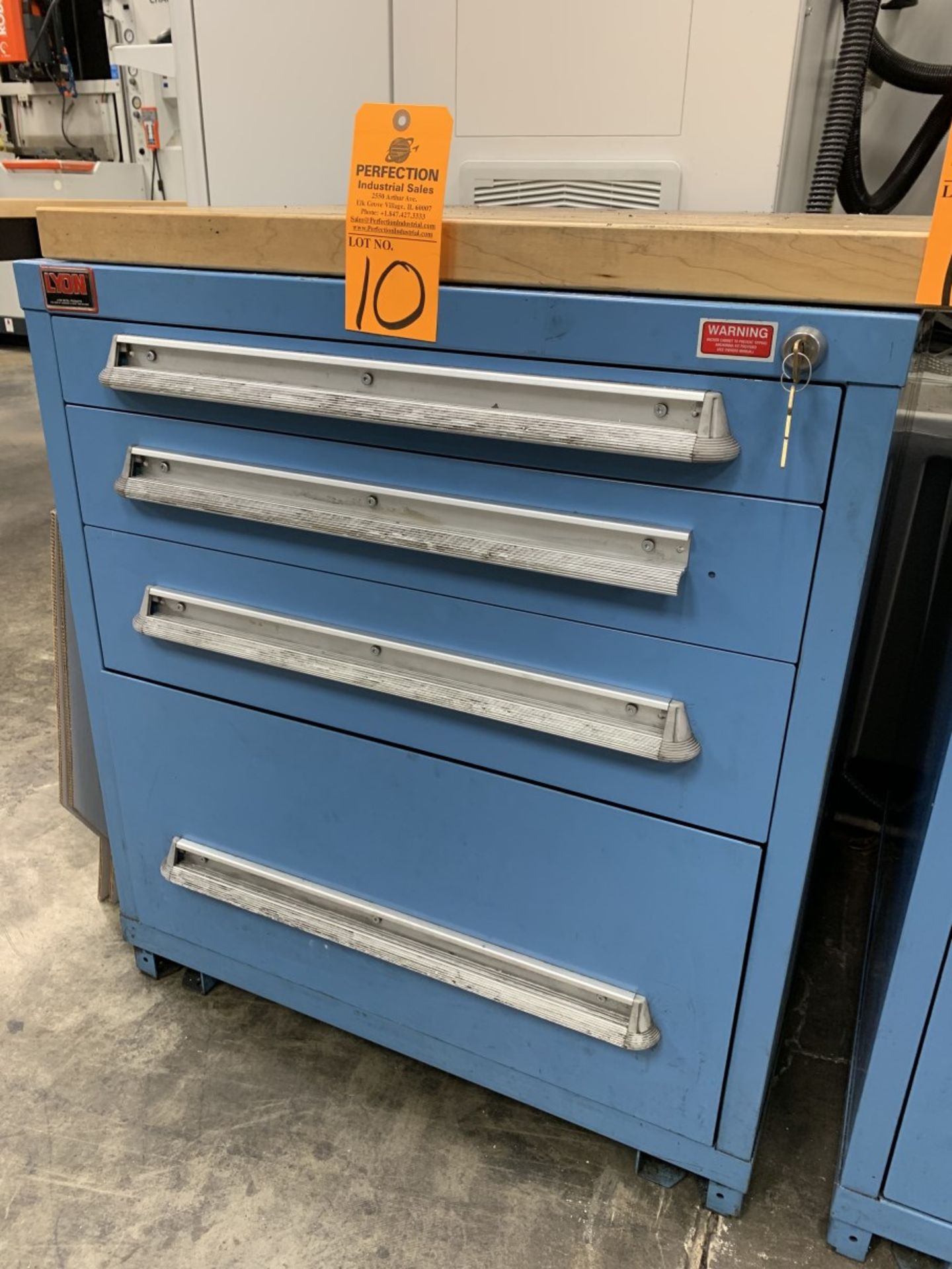 Lyon 4-Drawer 33" Ball Bearing Tool Cabinet w/ Wood Top (Located at: R & D Components)