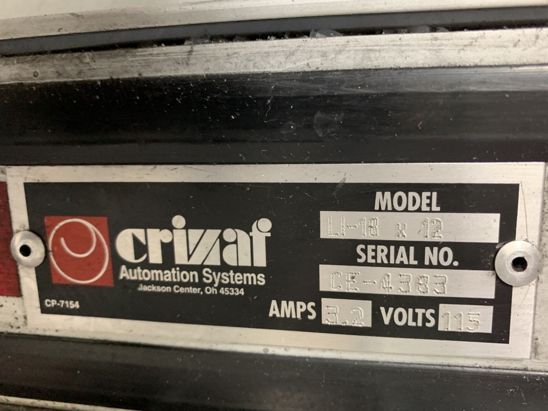 CRIZAF L1-18 X 12 Belt Conveyor, s/n CE-4383 BLDG #1 - Image 2 of 2