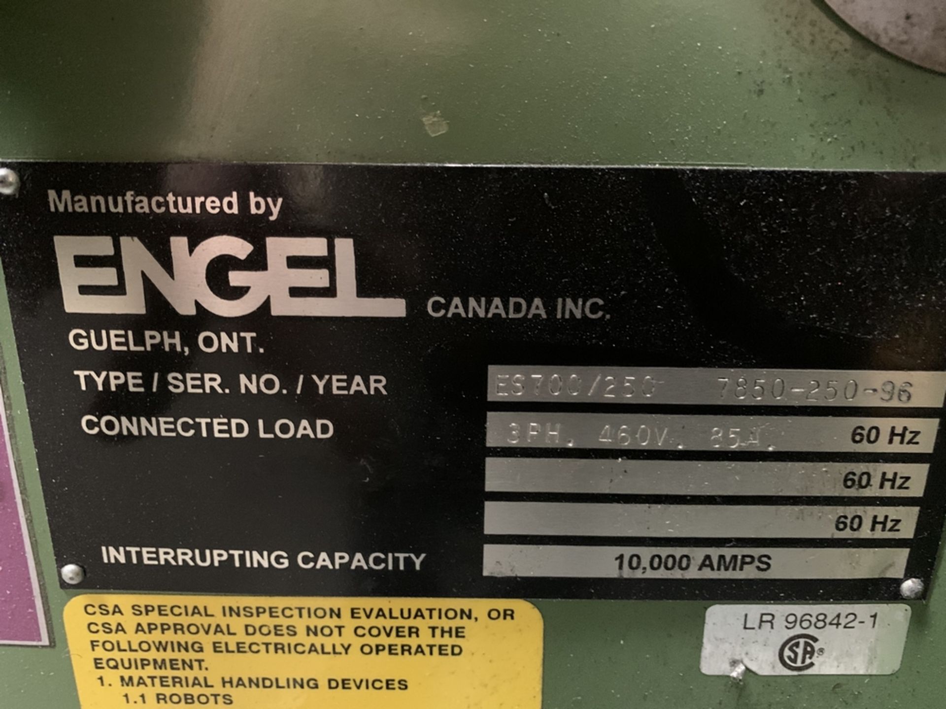 ENGEL ES700/250 Injection Molding Machine, s/n 7850-250-96, 250 Ton, 15.9 Oz Shot, (Mach # 7) - Image 5 of 5