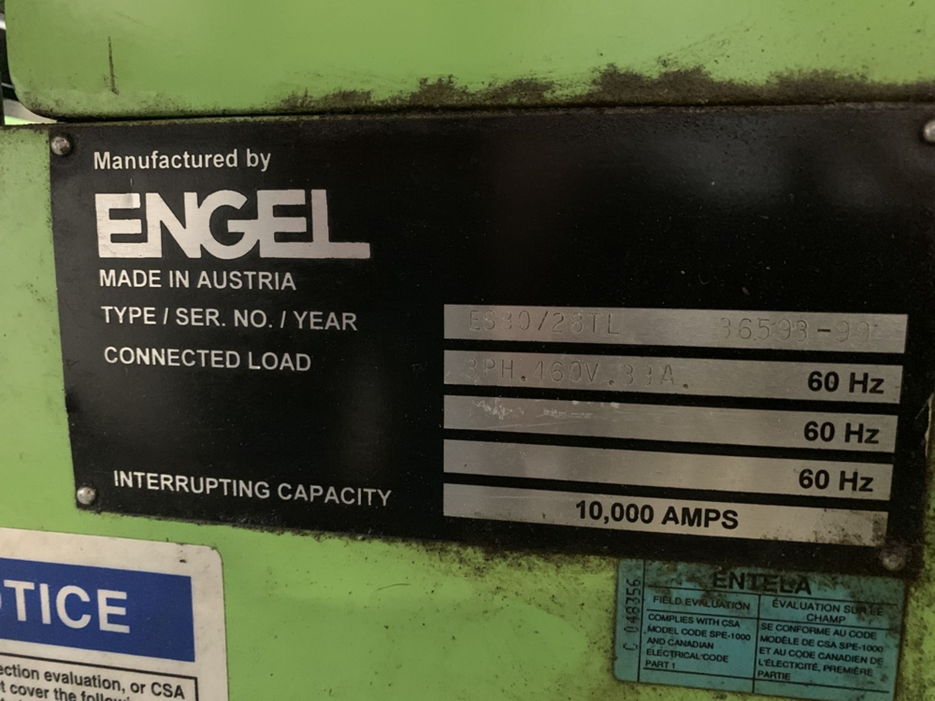 ENGEL ES80/28TL Injection Molding Machine, s/n 36593-99, 28 Ton, 1 Oz Shot, (Mach # 17) BLDG #1 - Image 5 of 5