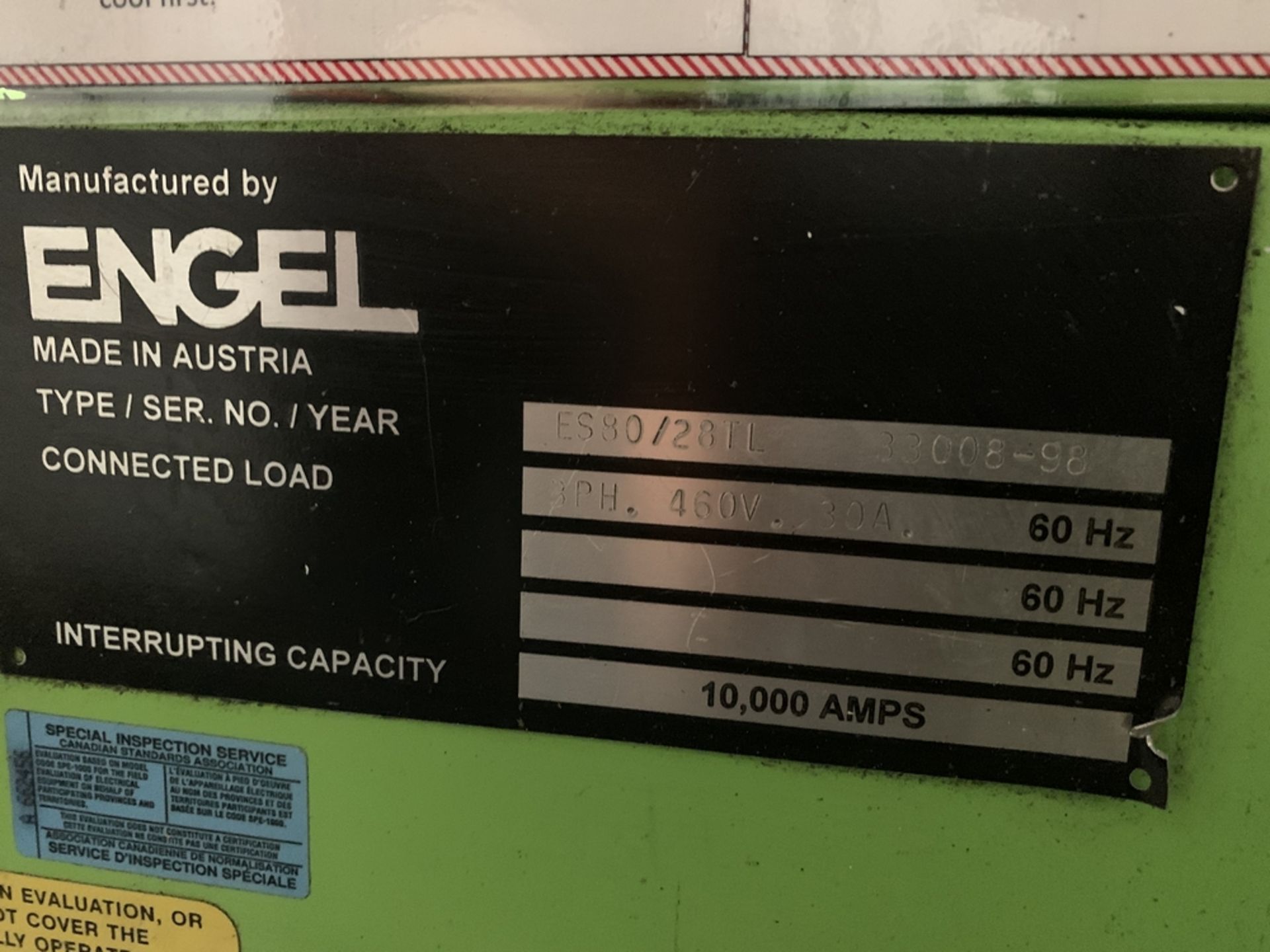 ENGEL ES80/28TL Injection Molding Machine, s/n 33008-98, 28 Ton, 1 Oz Shot, (Mach # 14) BLDG #1 - Image 5 of 5