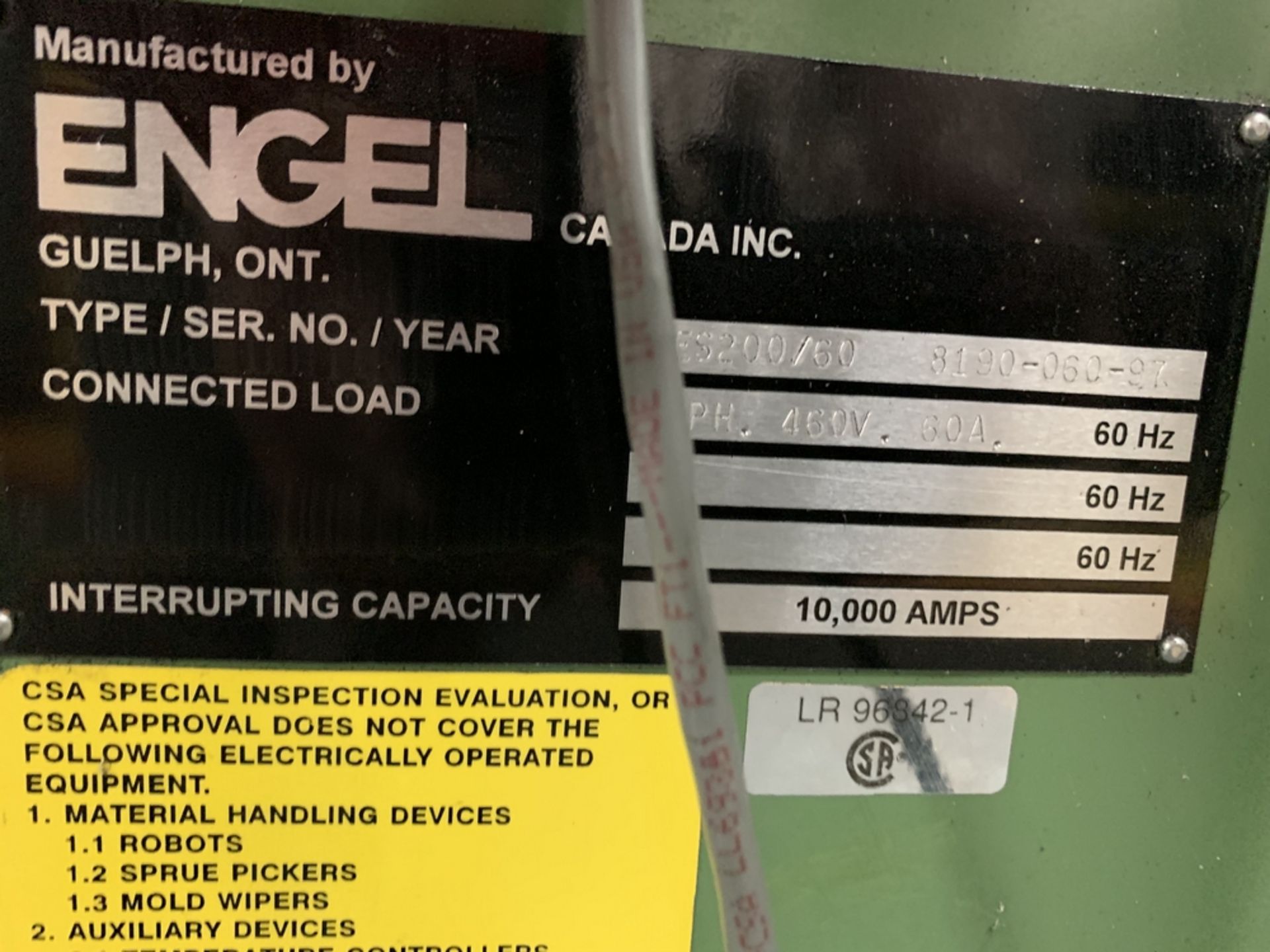 ENGEL ES200/60TL Injection Molding Machine, s/n 8190-060-97, 60 Ton, 3.2 Oz Shot, (Mach #3) BLDG #1 - Image 5 of 5