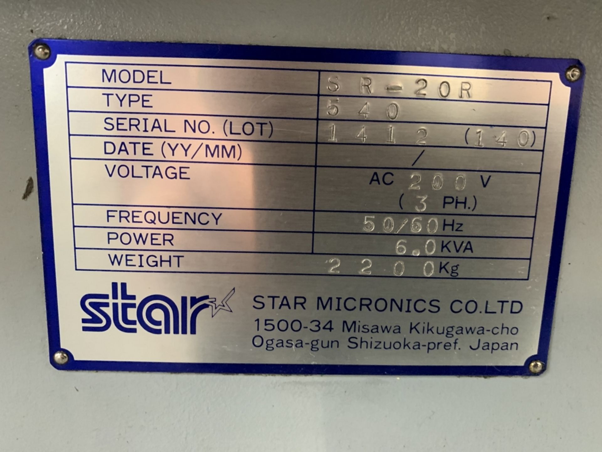 2001 STAR SR-20R Type 540 Swiss Type Screw Machine, s/n 1412(140), w/ FANUC Series 18i-T Control - Image 7 of 7