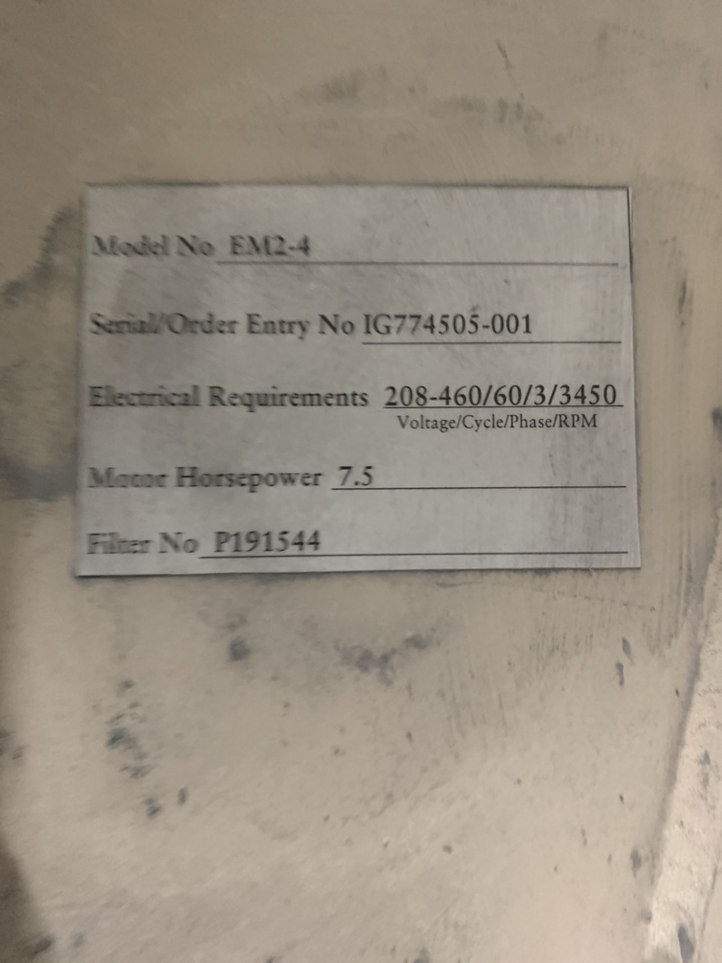 DONALDSON TORIT EM2-4 Dust Collector, s/n IG774505-001 BLDG #17 - Image 2 of 2