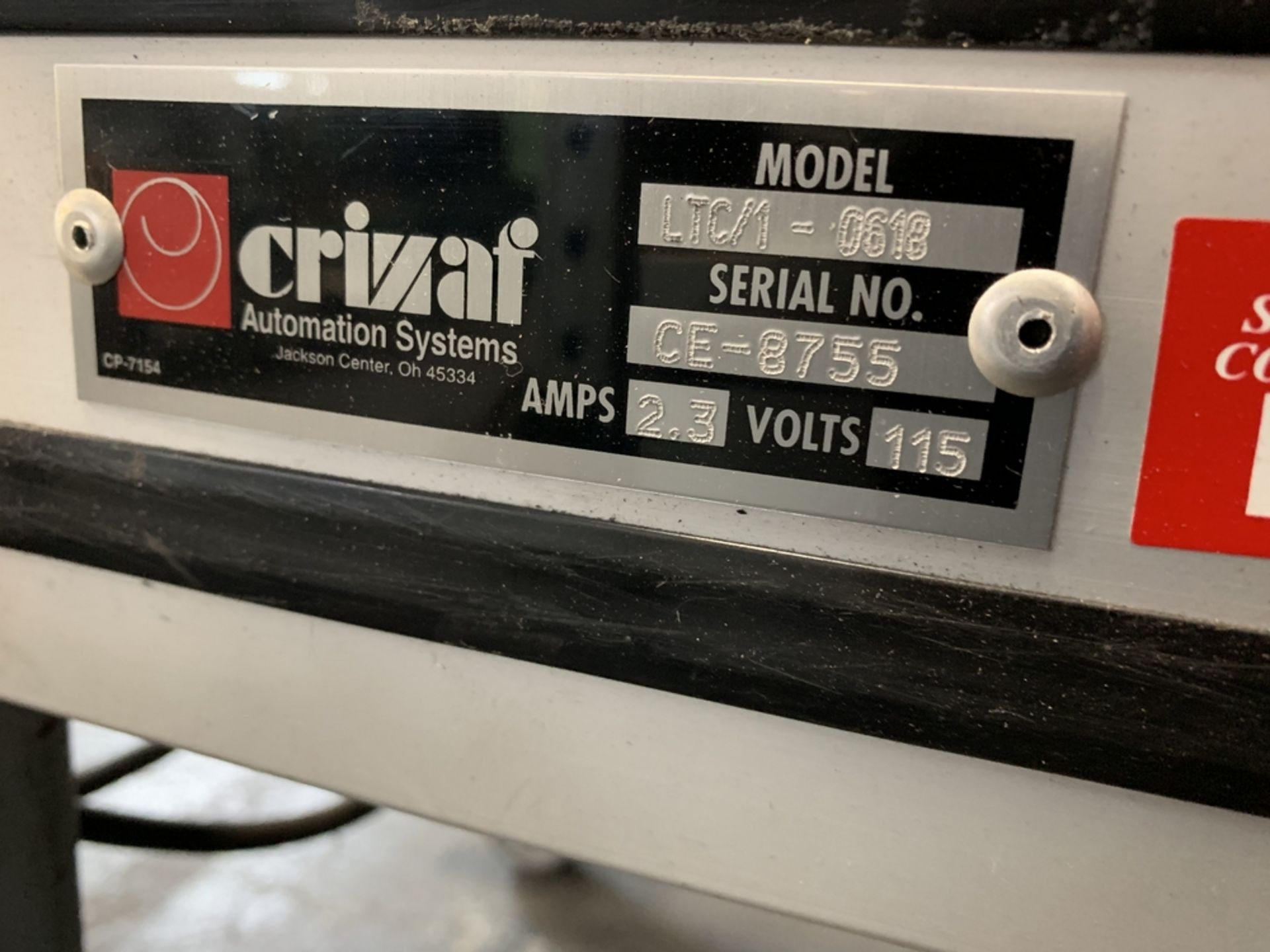 CRIZAF LTC/1/0618 Belt Conveyor, s/n CE-8755 BLDG #1 - Image 2 of 2