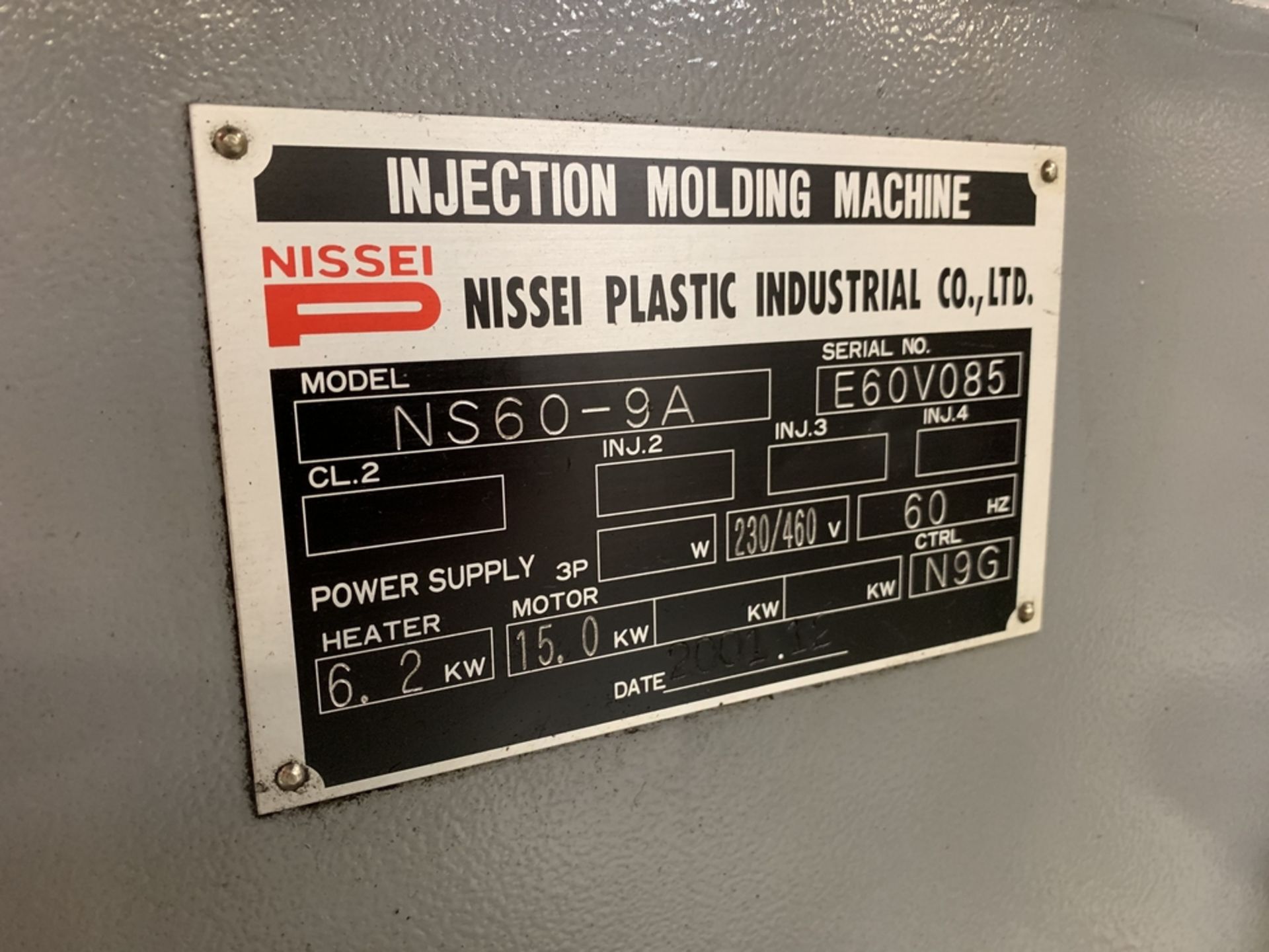 2001 NISSEI NS60-9A Injection Molding Machine, s/n E60V085, 64 Ton, 3 Oz Shot, (Mach #11) BLDG #1 - Image 5 of 5