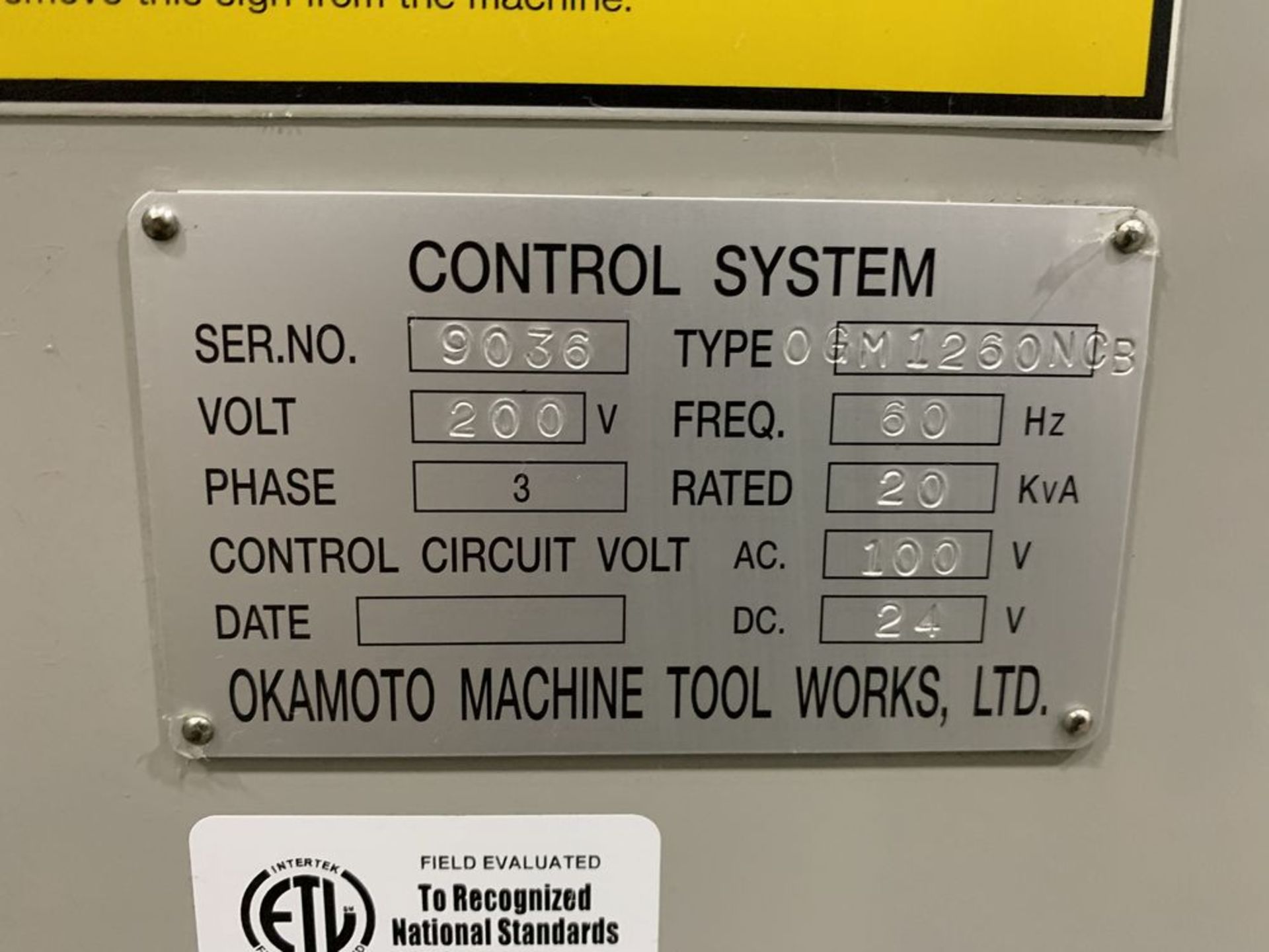 2010 OKAMOTO OGM 12-60 CNC Universal Grinder s/n 9036, 12” x 39” Capacity, Fanuc 21I CNC - Image 9 of 9