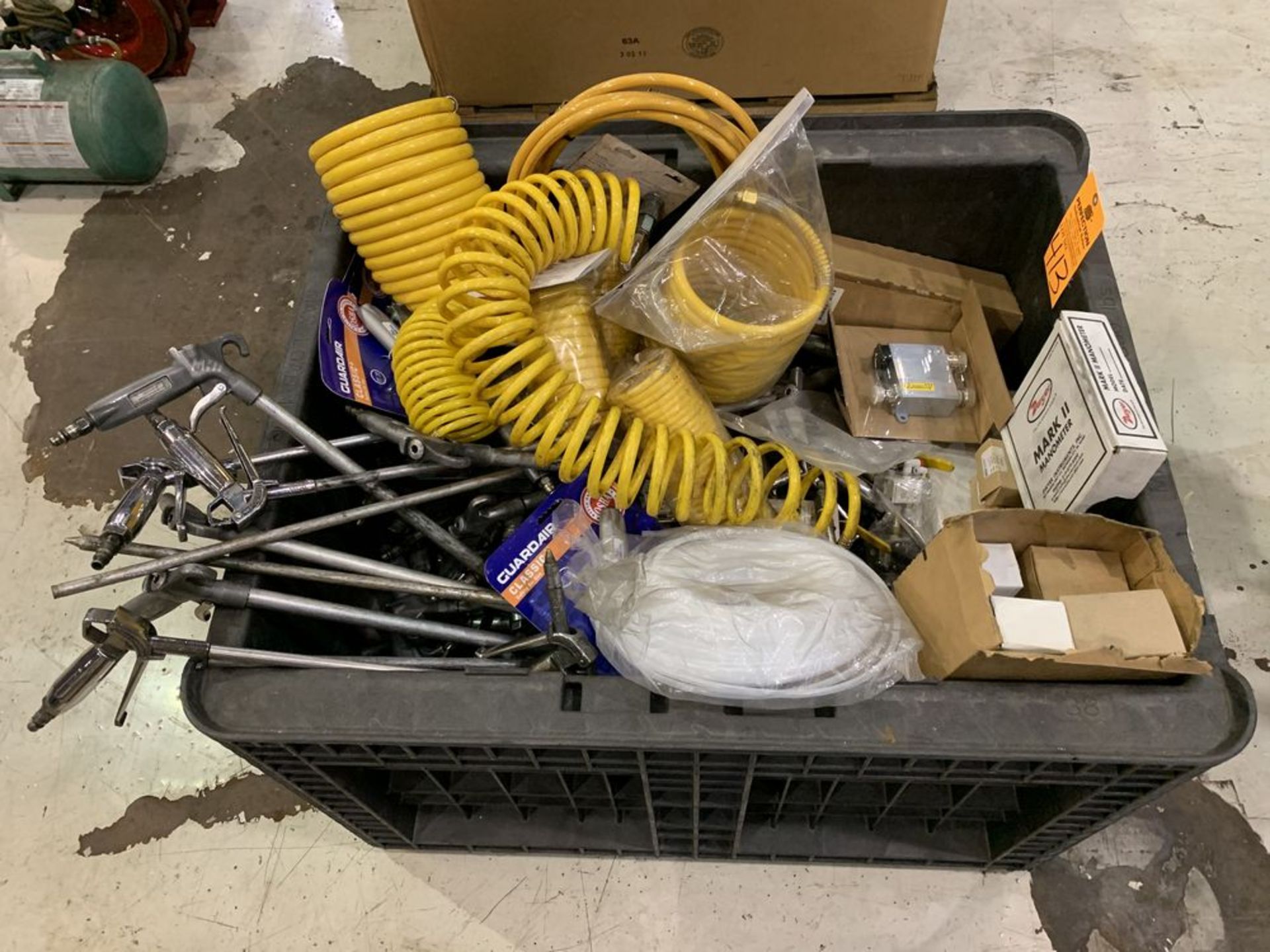 Lot of Assorted Air Guns, Hoses and Regulators (Crate Not Included)