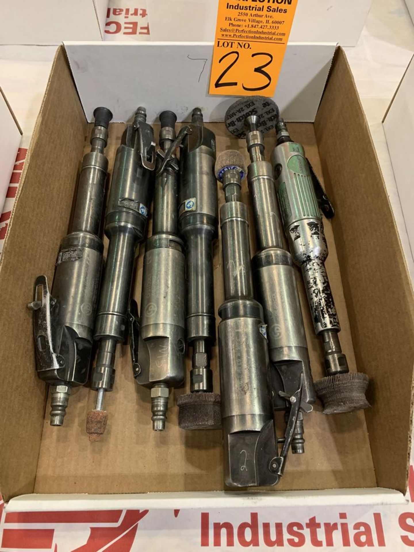 Lot of (7) Pneumatic Straight Grinders