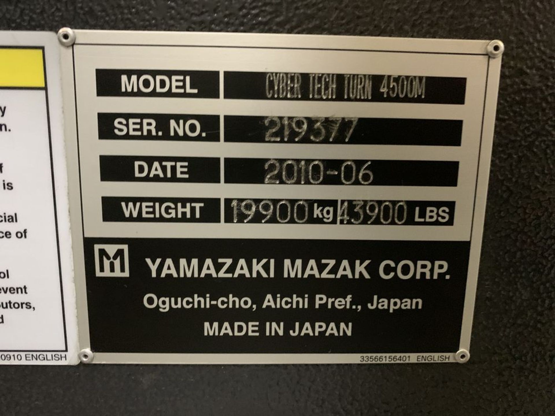 2010 MAZAK CYBERTECH 4500M CNC Turning Center, s/n 219377, Mazatrol Matrix Nexus CNC Control - Image 12 of 14