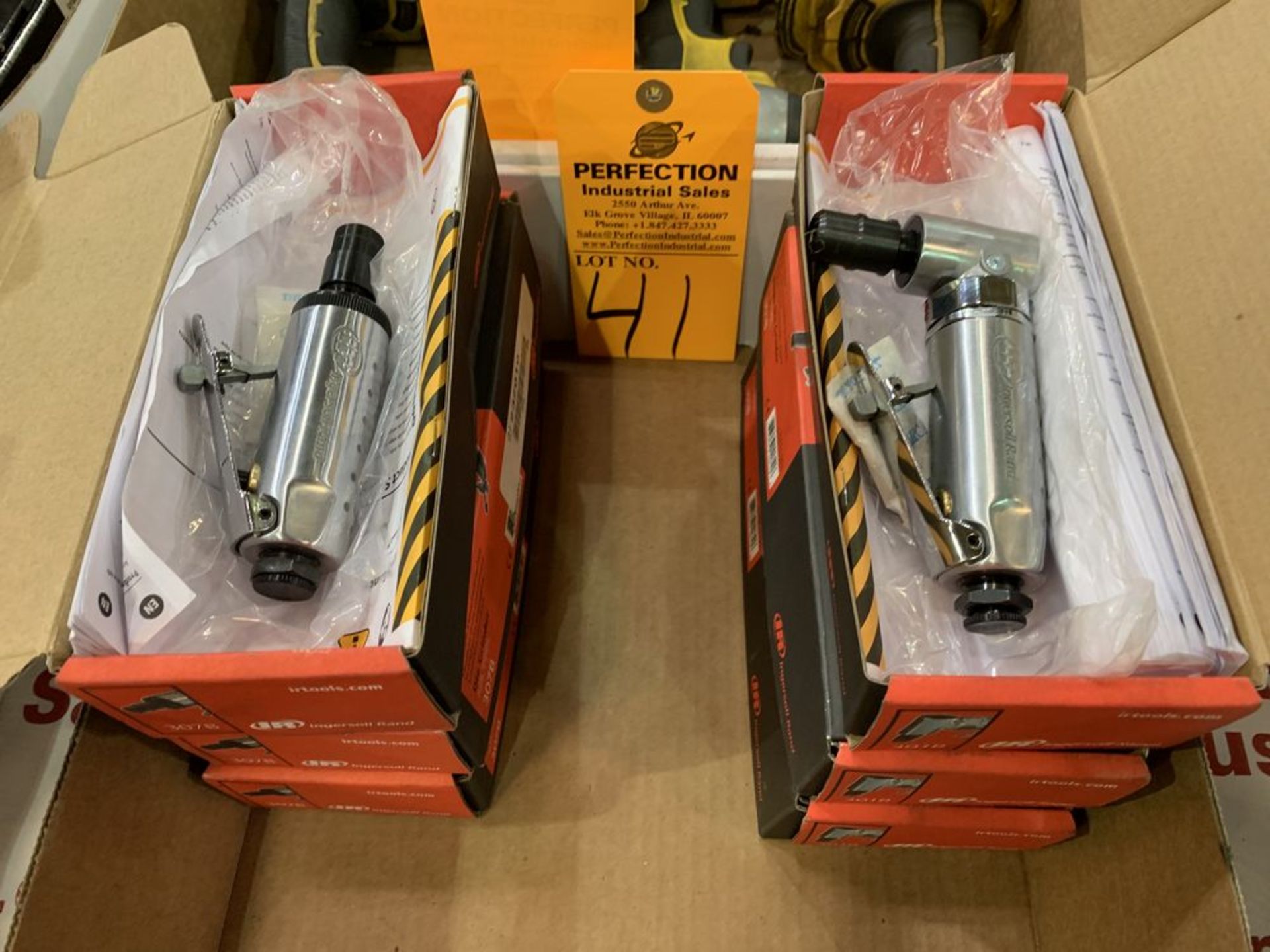 Lot of (3) NEW Ingersoll Rand 307B Straight Grinders and (3) NEW IR 301B Angle Grinder