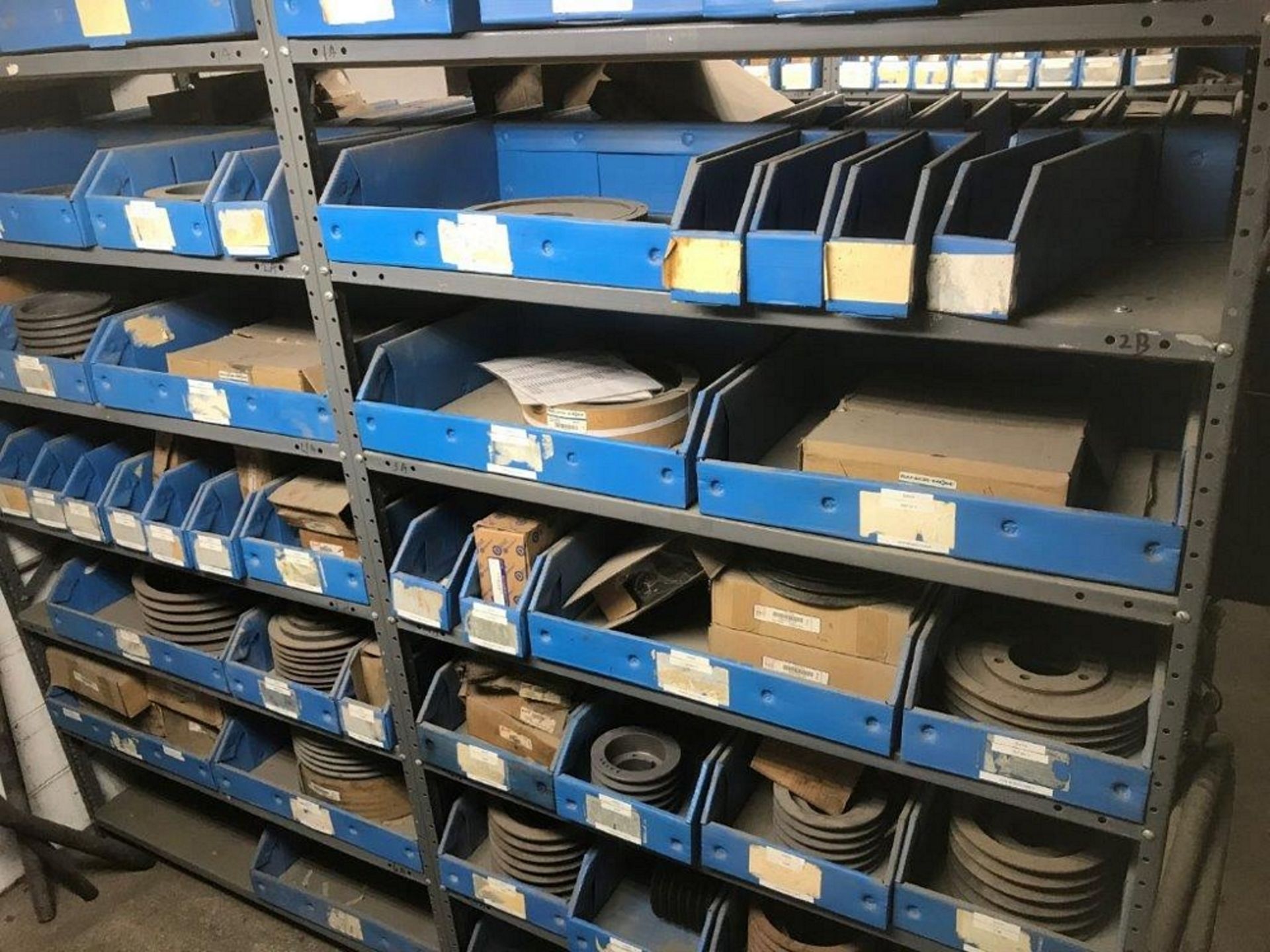 (2) SECTION SHELVING WITH ASSORTED SPROCKETS, BUSHINGS, SHEAVE, AND MISC. SPARE PARTS TO INCLUDE - Image 4 of 4