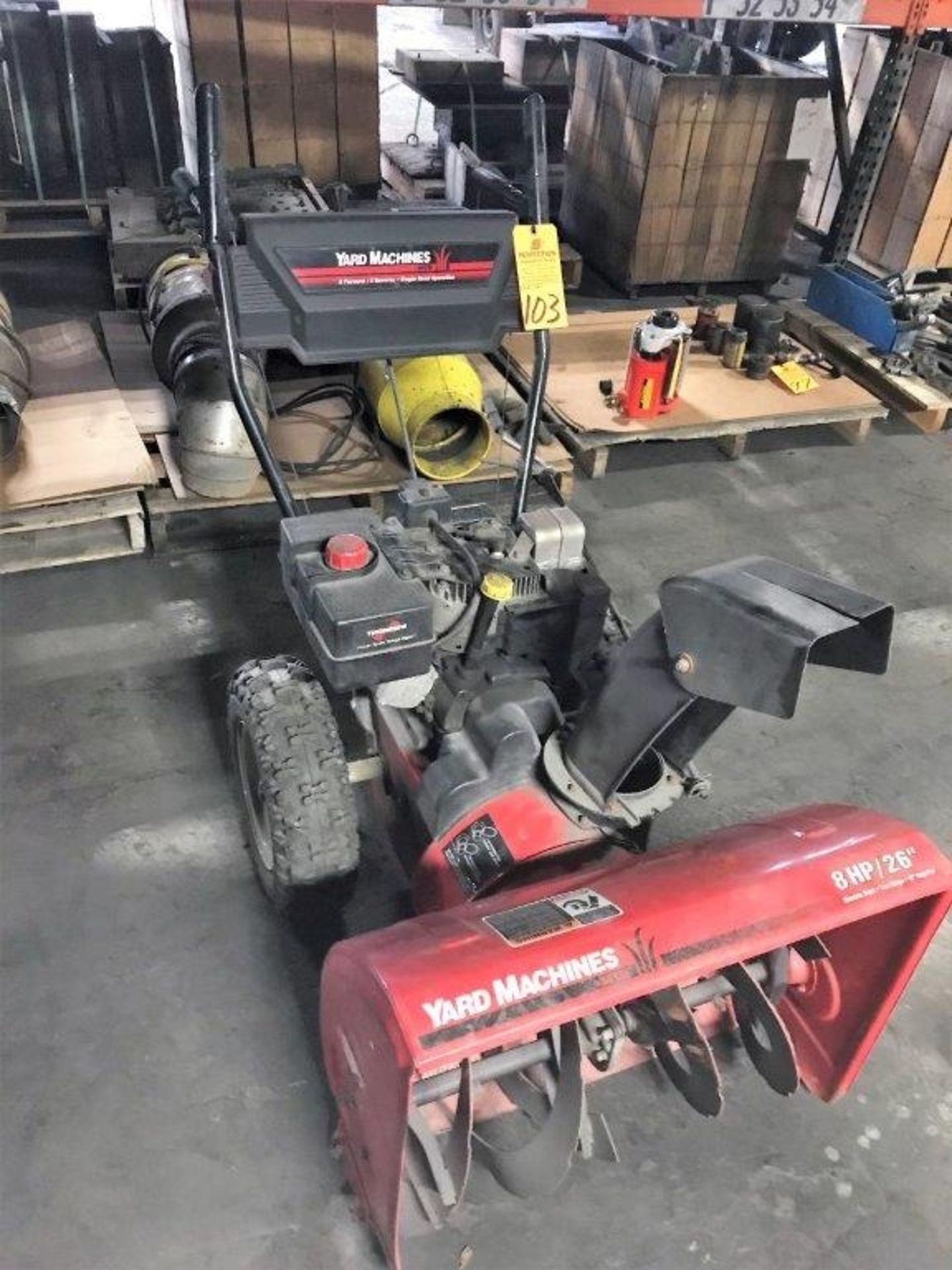 Yard Machin 26" Snow Blower, Tecumseh 8 hp. Motor, six forward speeds, two reverse, electric