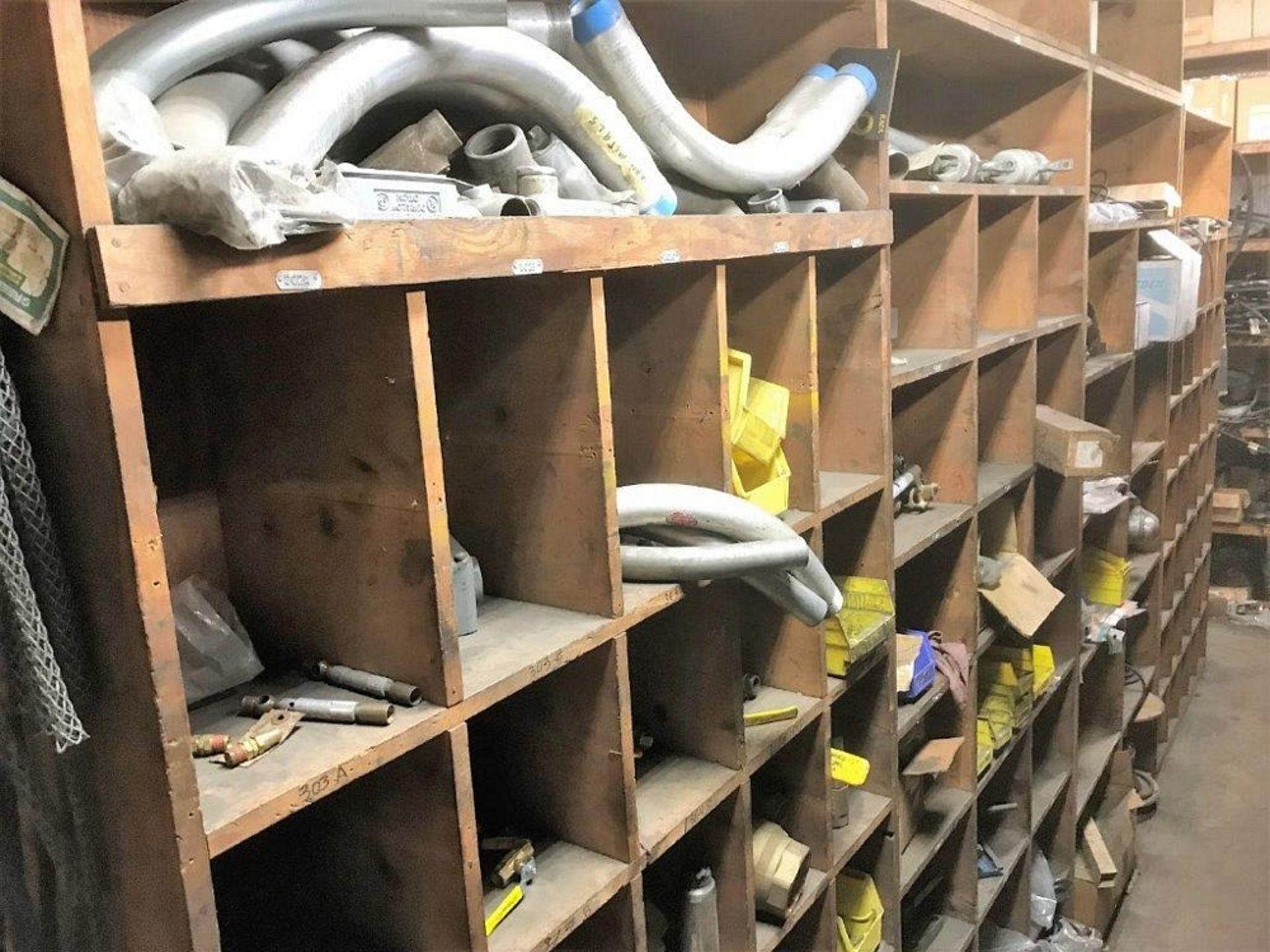 CONTENTS OF MACHINE SHOP PARTS ROOM WITH FACILITY MAINTENANCE AND SPARE MACHINE PARTS. - Image 2 of 6