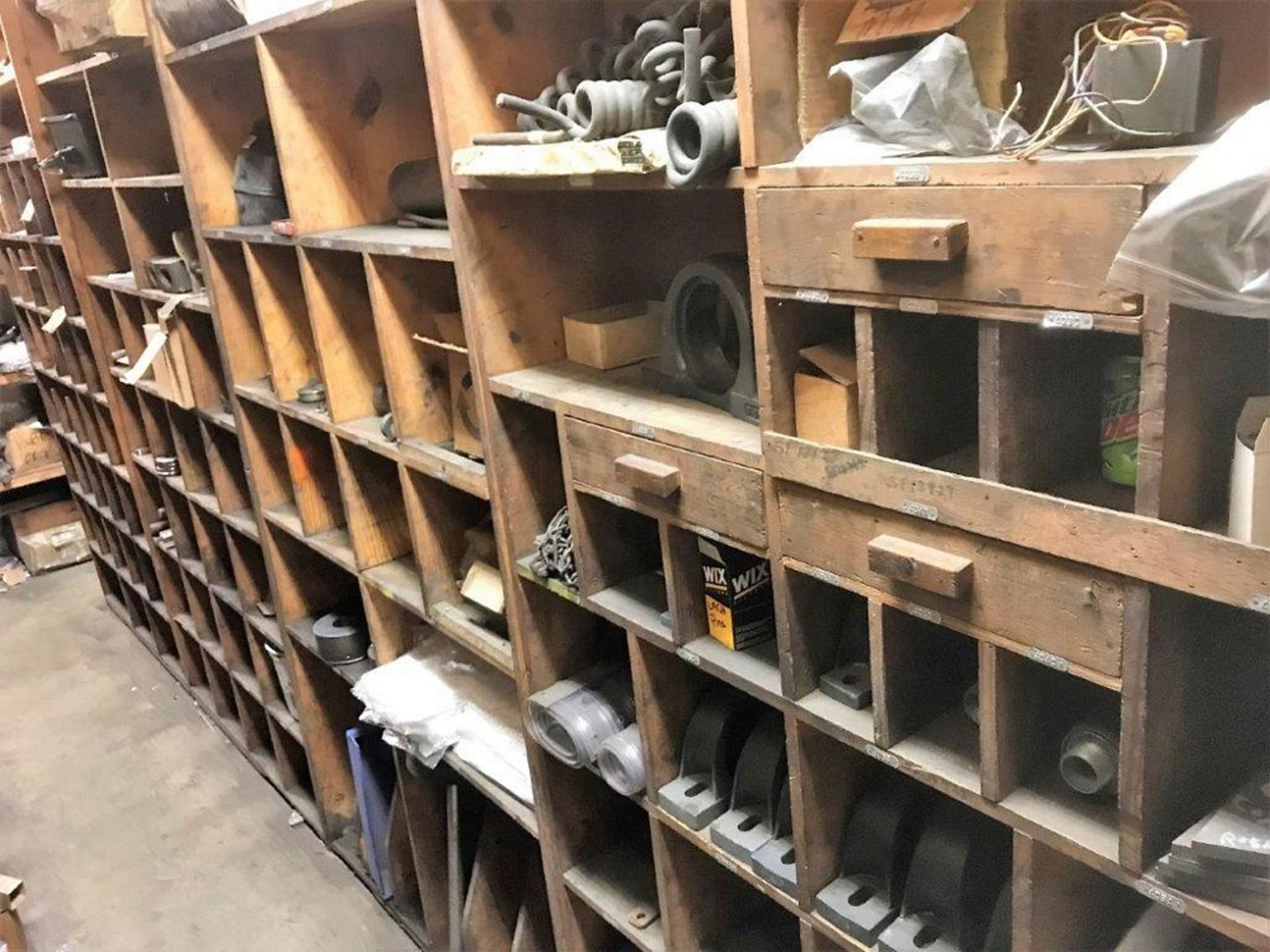 CONTENTS OF MACHINE SHOP PARTS ROOM WITH FACILITY MAINTENANCE AND SPARE MACHINE PARTS. - Image 3 of 6