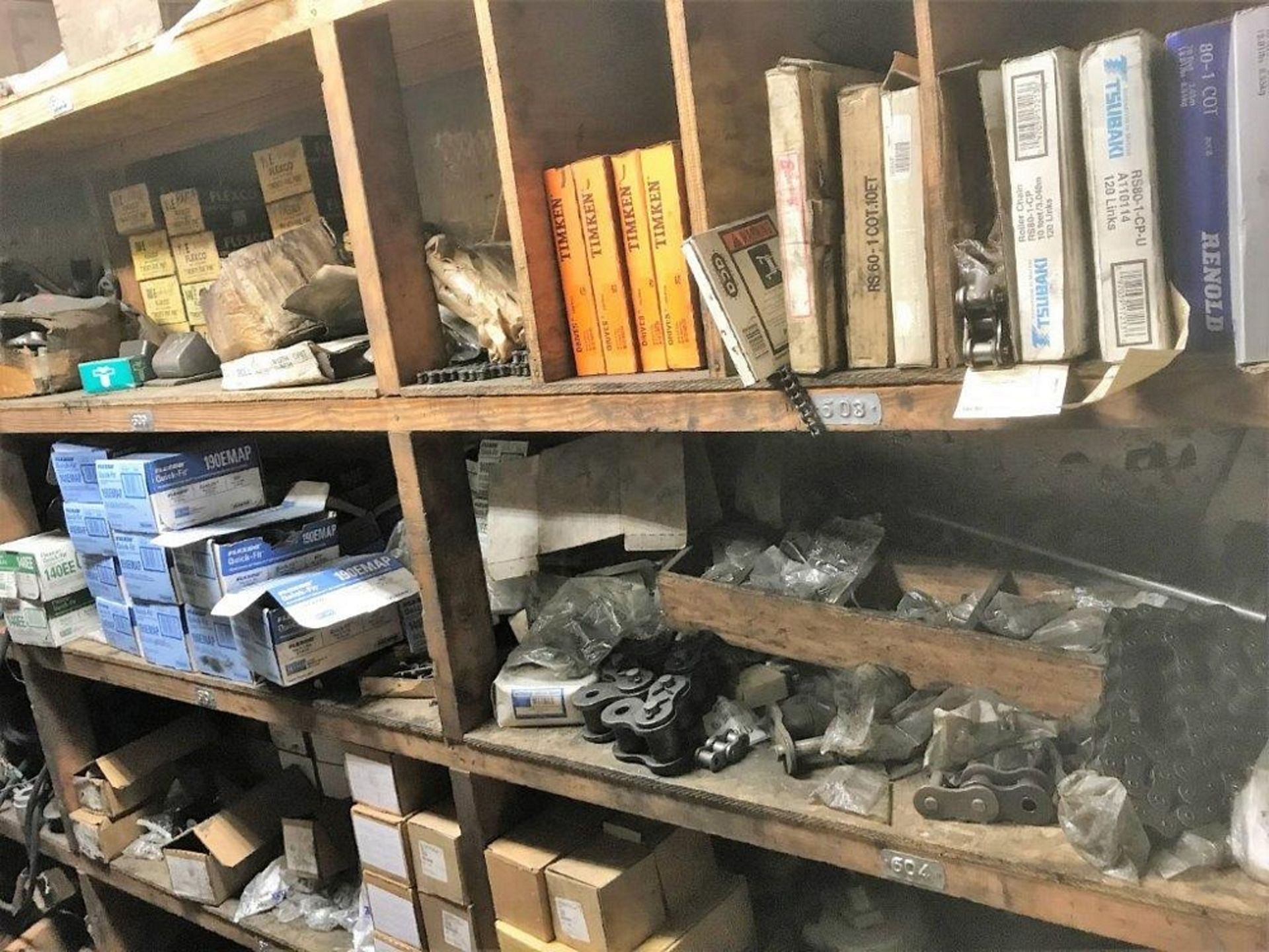 CONTENTS OF MACHINE SHOP PARTS ROOM WITH FACILITY MAINTENANCE AND SPARE MACHINE PARTS. - Image 4 of 6