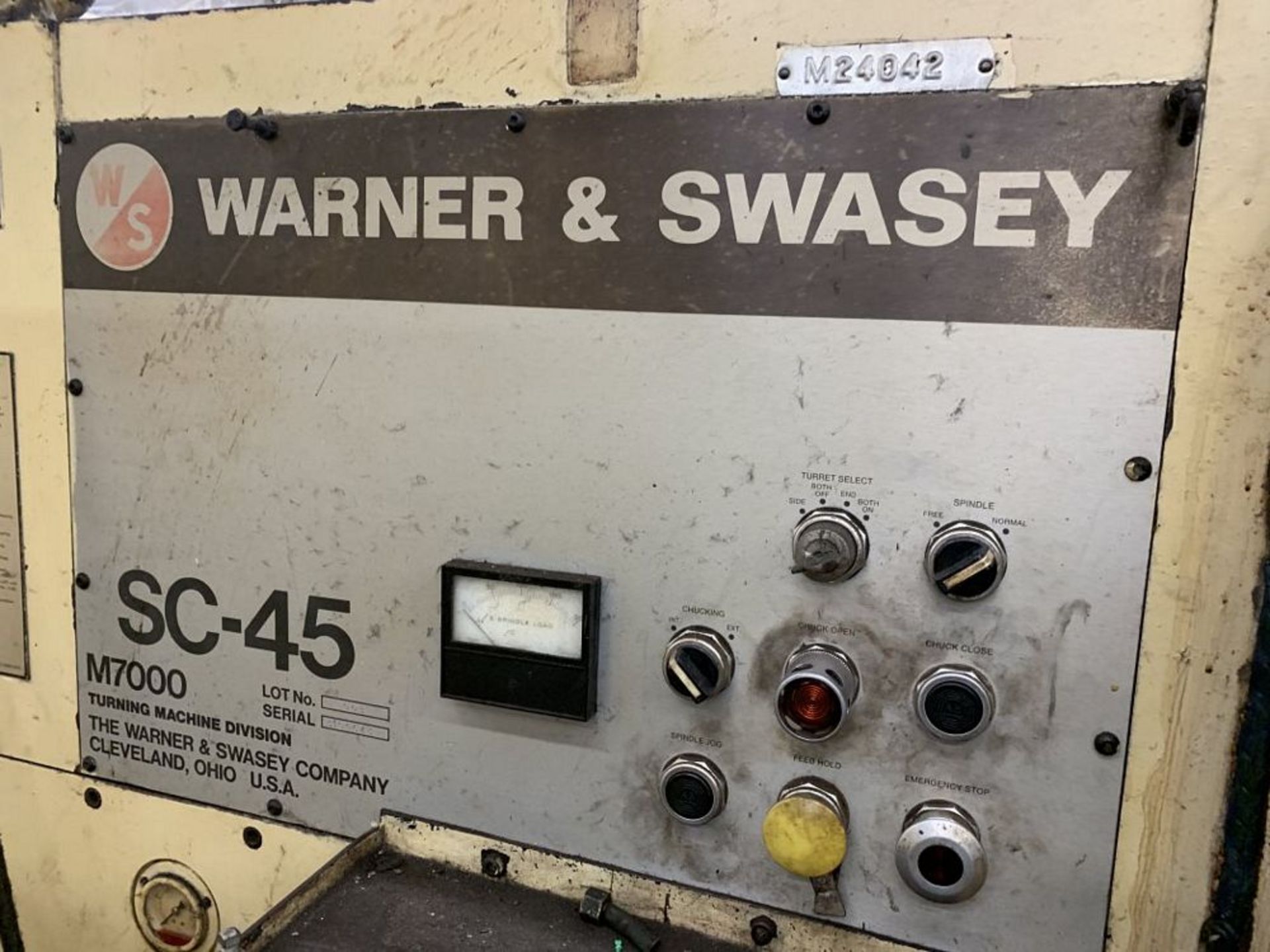 WARNER & SWASEY SC-45 M700 CNC Turret Lathe, s/n 3100643, Allen-Bradley 7340 CNC Control, 48" - Image 4 of 5