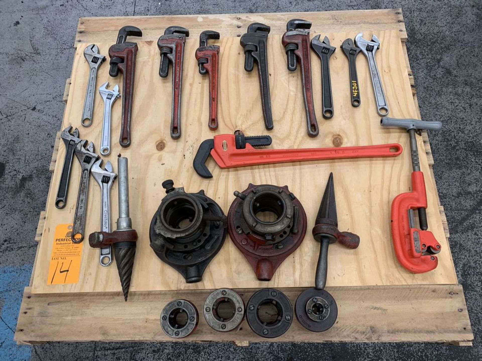 Lot of Assorted Pipe Wrenches and Pipe Threading Components | (Location G61)