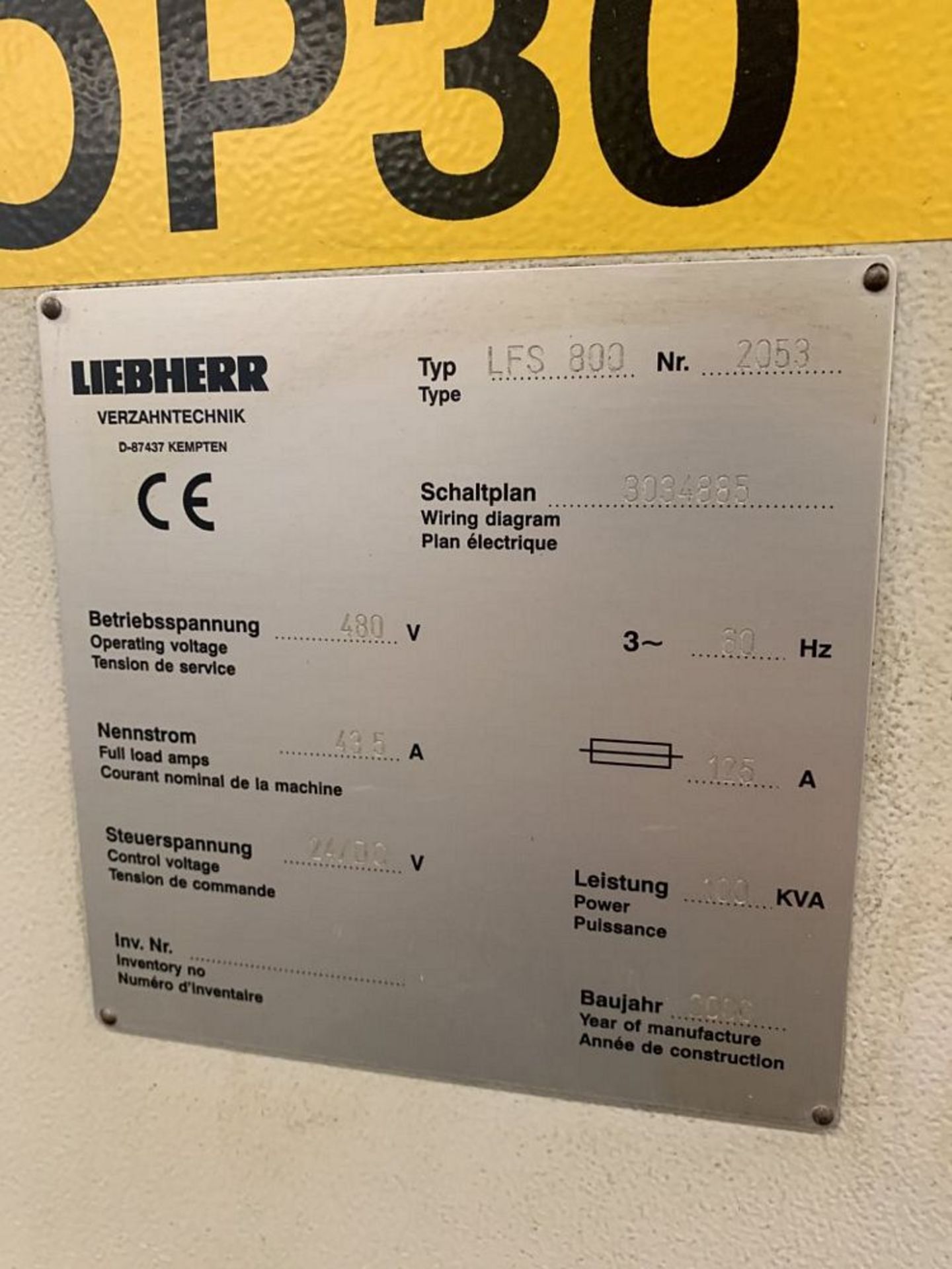 2006 LIEBHERR LFS 800 CNC Gear Shaper, s/n 2053, Siemens Sinumerik CNC Control | M28522 (Location - Image 8 of 8